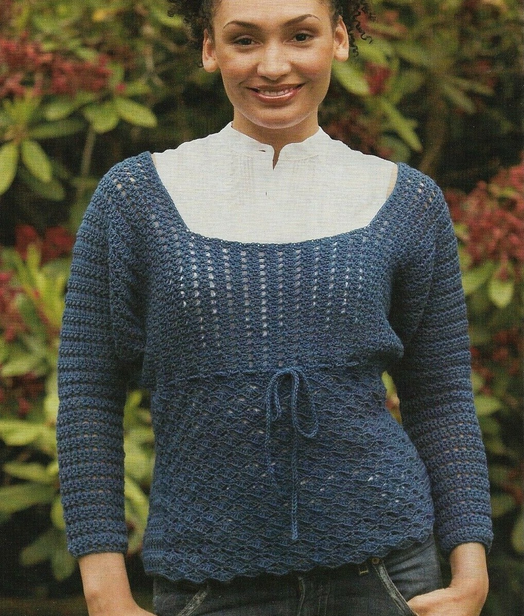 PRETTY LITTLE DOLMAN SWEATER 5 SIZES WOMEN'S CROCHET PATTERN INSTRUCTIONS
