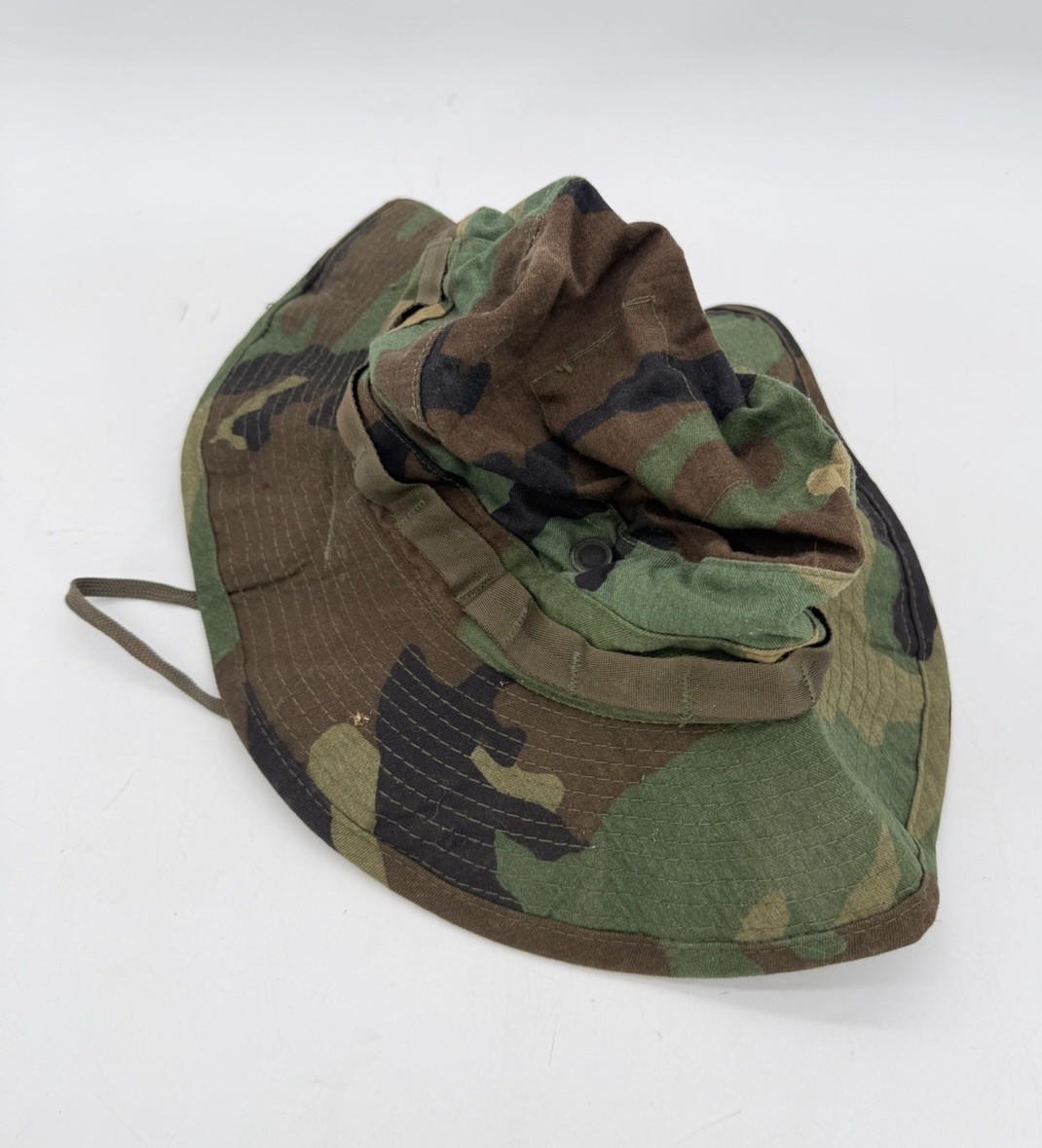 Vintage US Army Woodland Camo Boonie Hat Size 7 1/4 Jungle 8415-00-935-6659