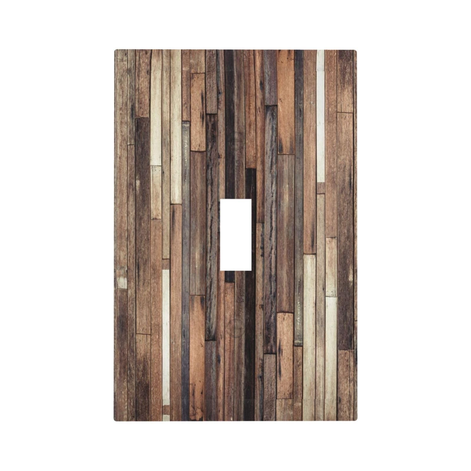 Light Switch Cover Rustic Wood Barn Door Brown Vintage Hardwood 1 Gang Wall P...