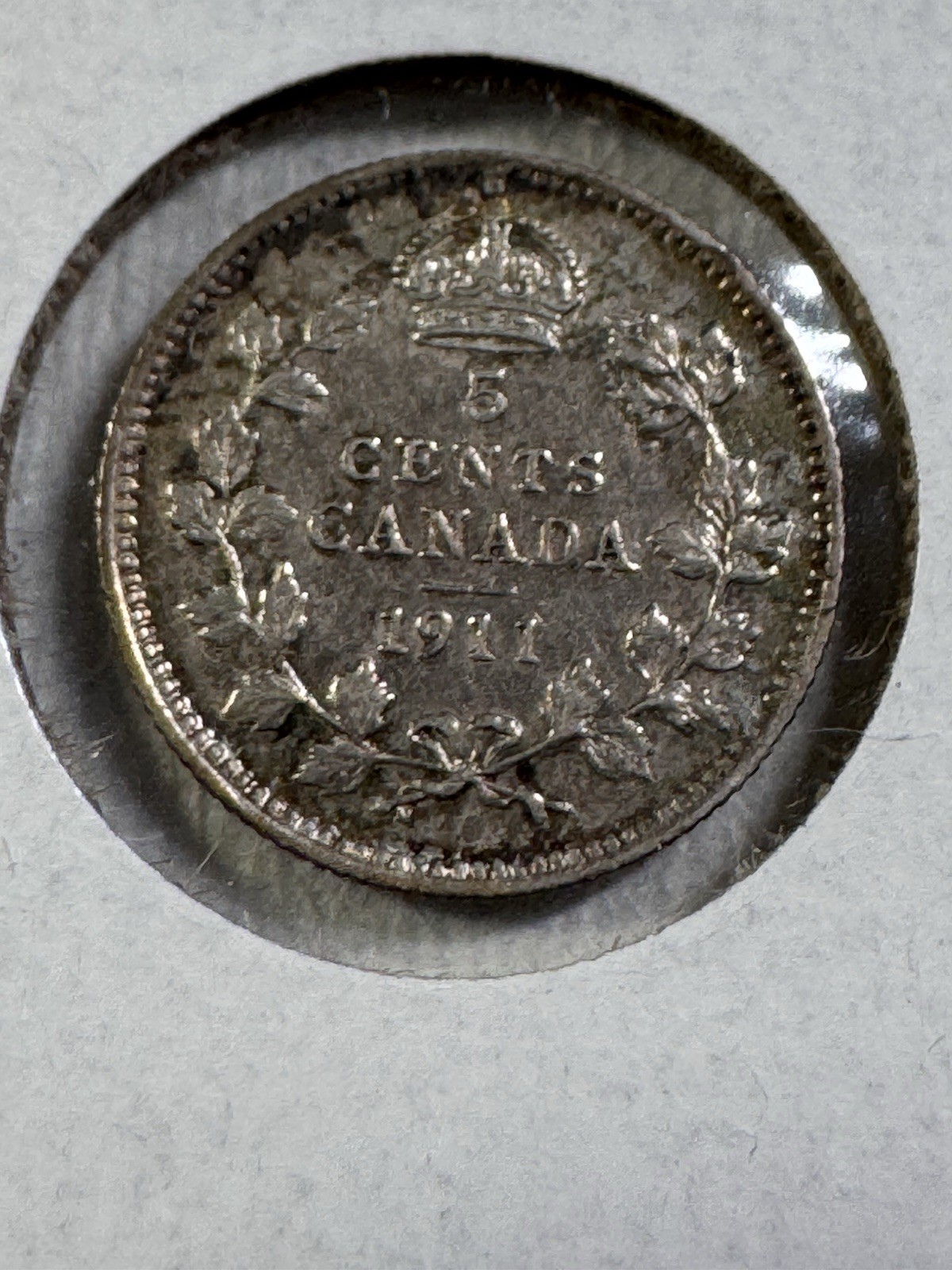1911 Canada 5 Cents Silver Coin