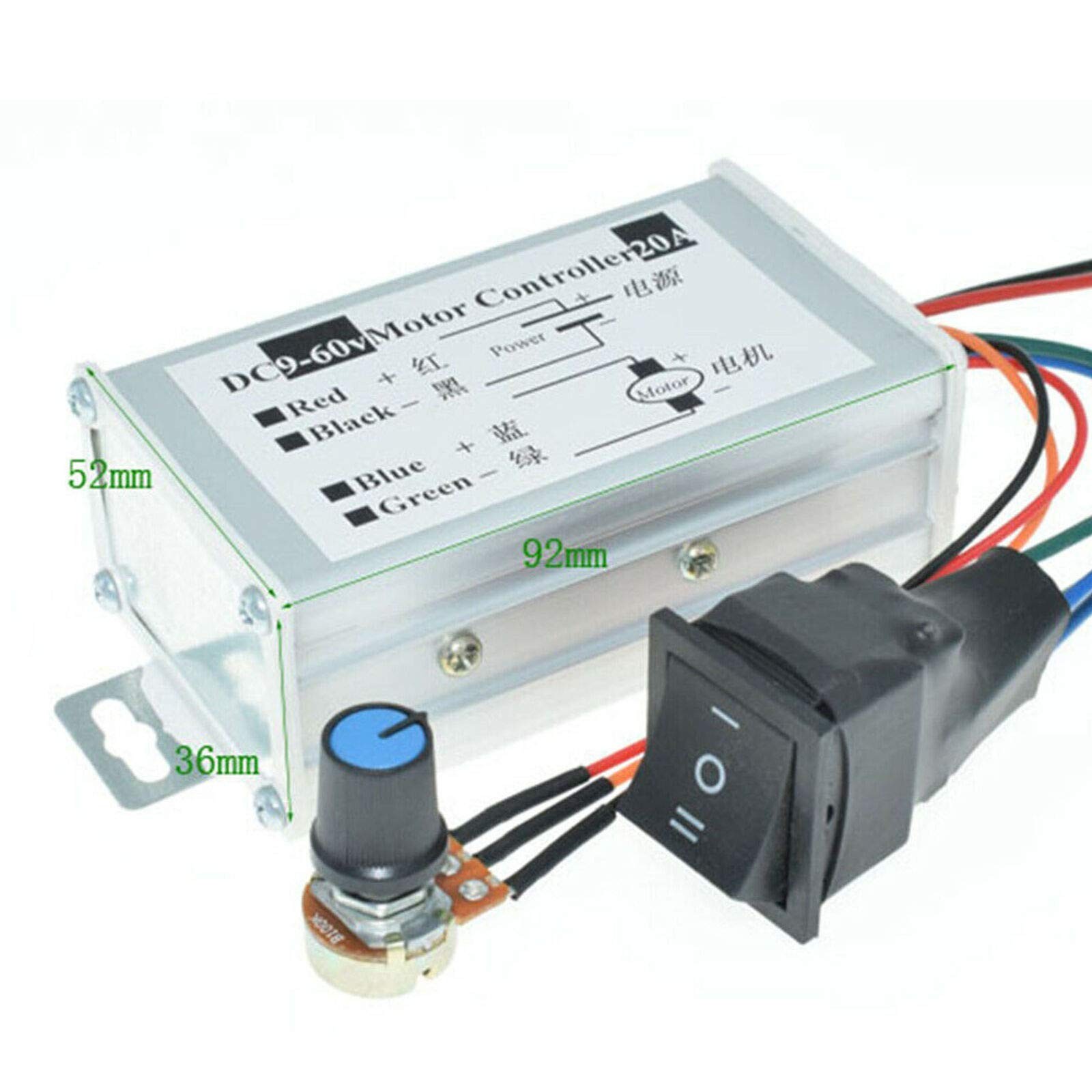DC Motor Speed Controller DC 9-60V Pulse Width Modulation Regulator 20A 1200W St