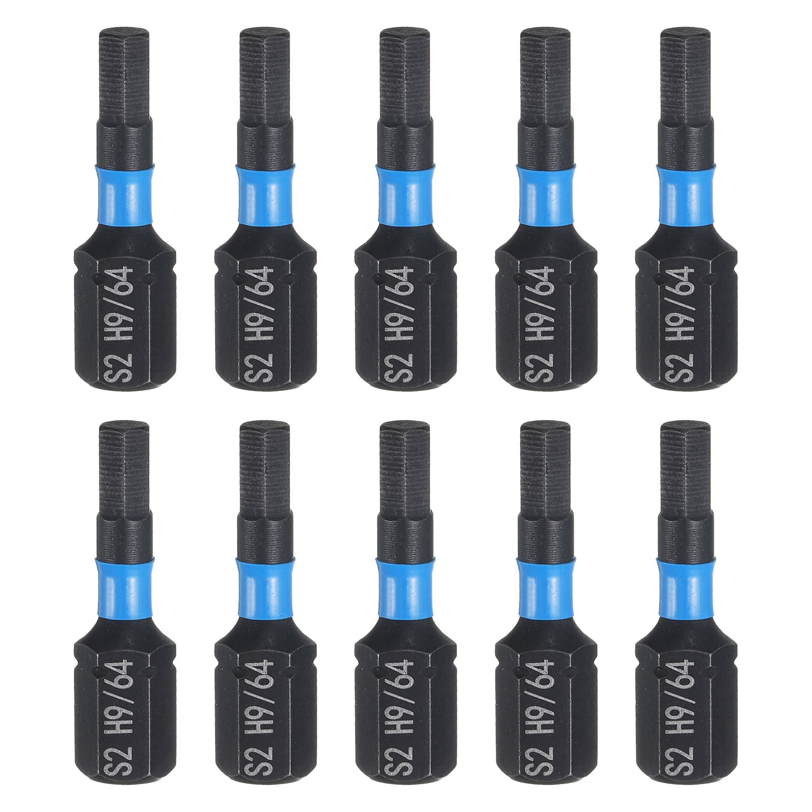 10pcs H9/64 Magnetic Hex Screwdriver Bit 1/4" Hex Shank 25mm/1" Length S2 Steel