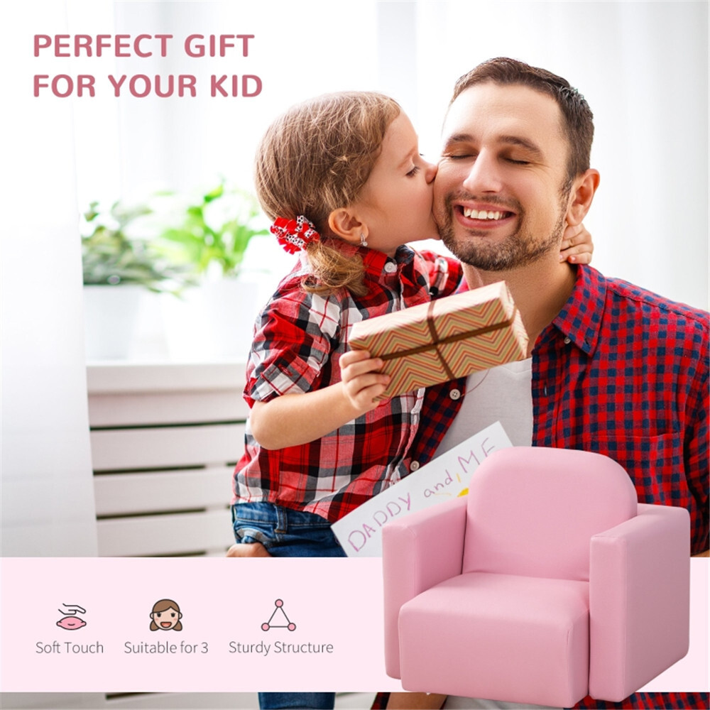 2-in-1 Multifunctional Kids Sofa Pink