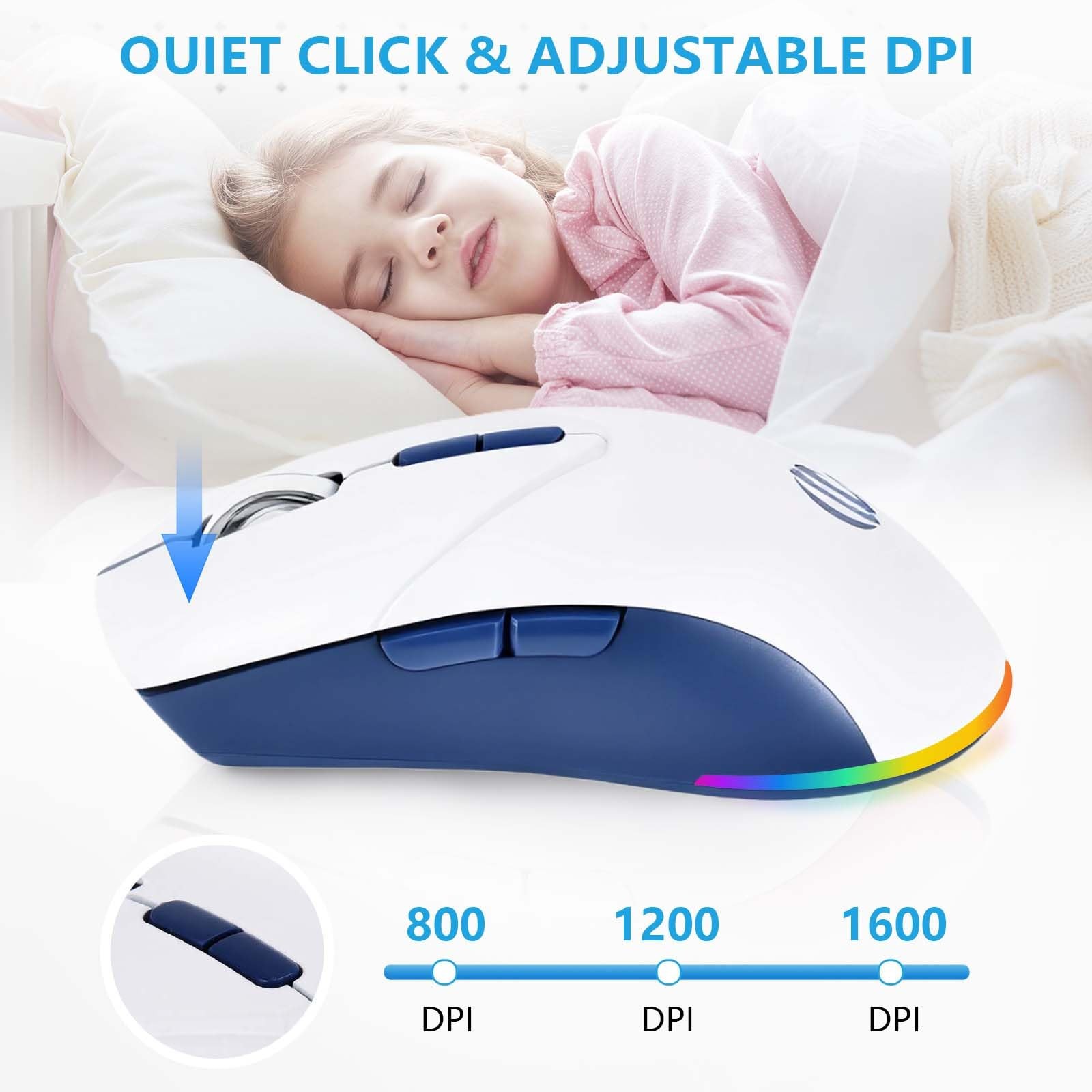 Wireless Bluetooth Mouse Rechargeable USB Optical LED Silent Dual Mode 2.4G