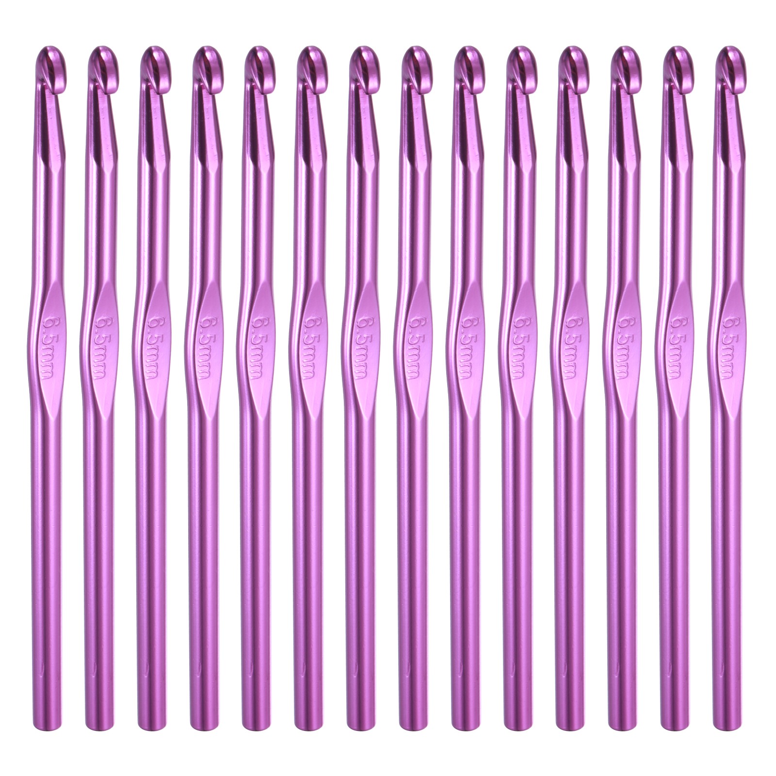 Crochet Hook Set, 14Pcs 6.5mm Aluminum Ergonomic Crochet Needle Purple