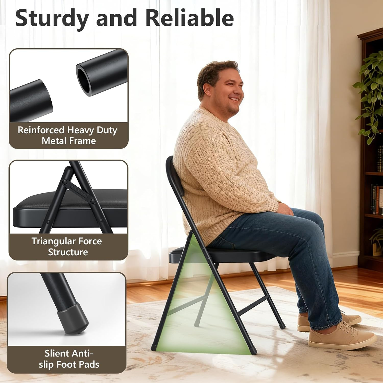 Folding Dining Table Set for 4, 5FT Foldable Plastic Table with Carrying Handle