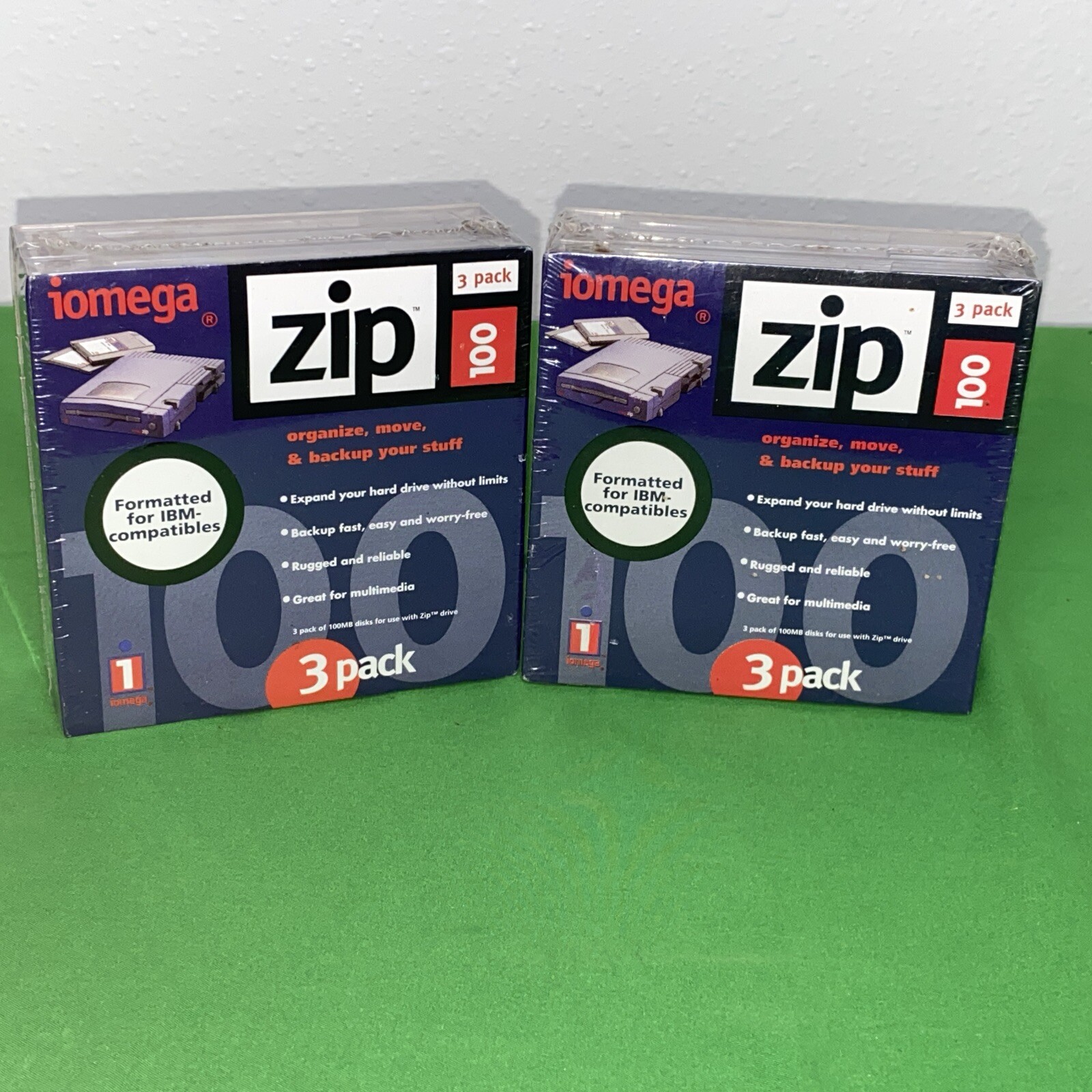 2 iomega Zip 100 3-Pack Disks Formatted for IBM Compatibles
