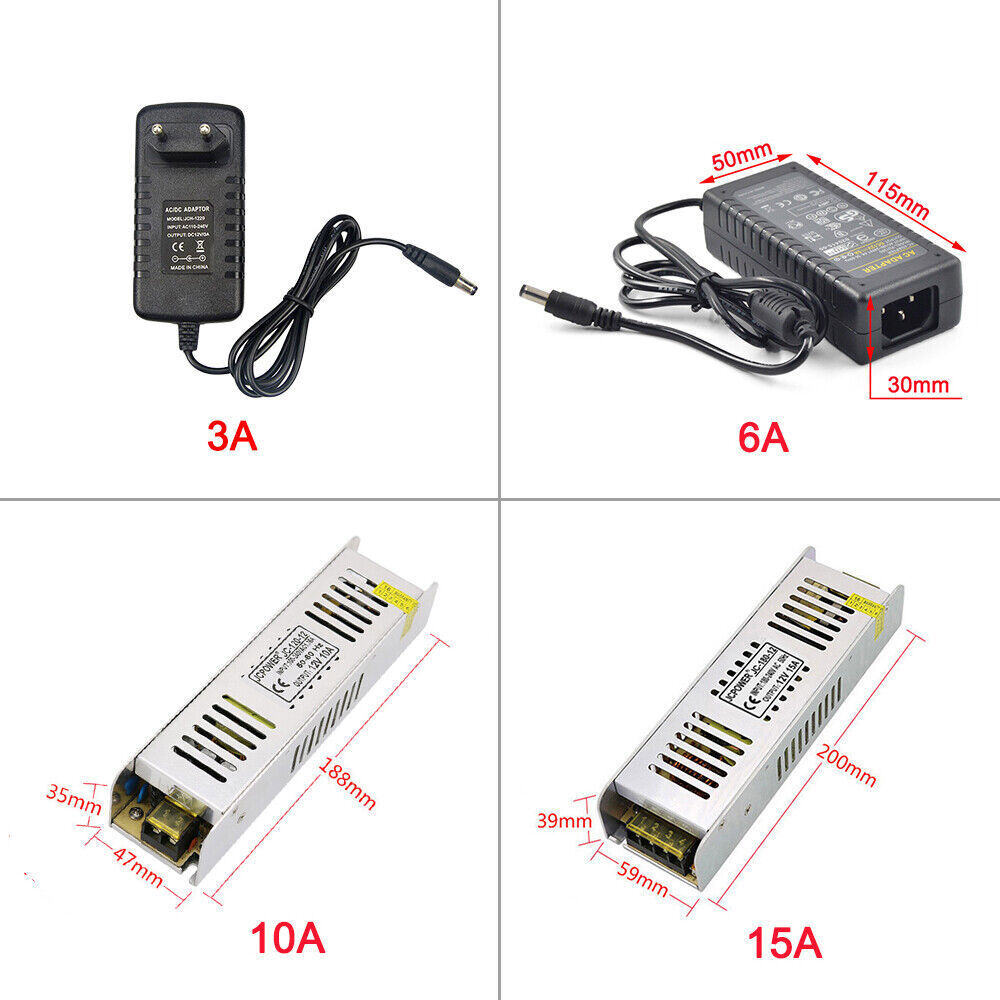 5-20M 5050 RGB RGBW RGBWW LED Strip Light Flexible Tape Controller Power Adapter