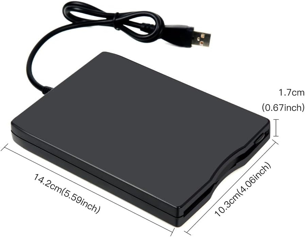 USB 3.5-Inch Floppy Disk Reader - External 1.44 MB Portable FDD for PC, Plug and