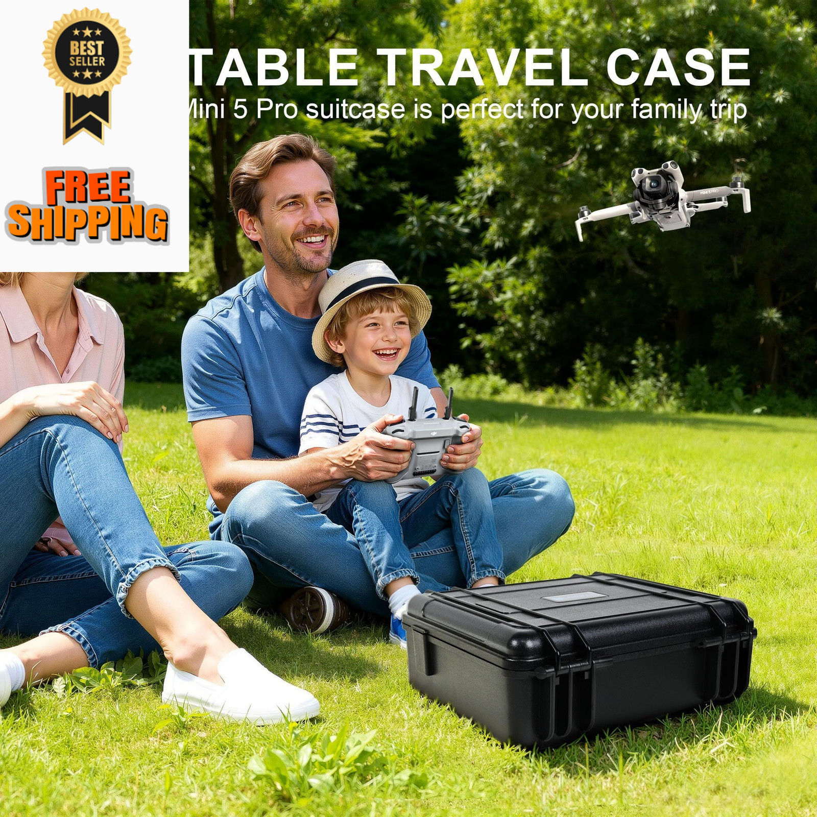 Lekufee Waterproof Hard Carrying Case for DJI 13.3 x 5 x 12.4 inches, Black