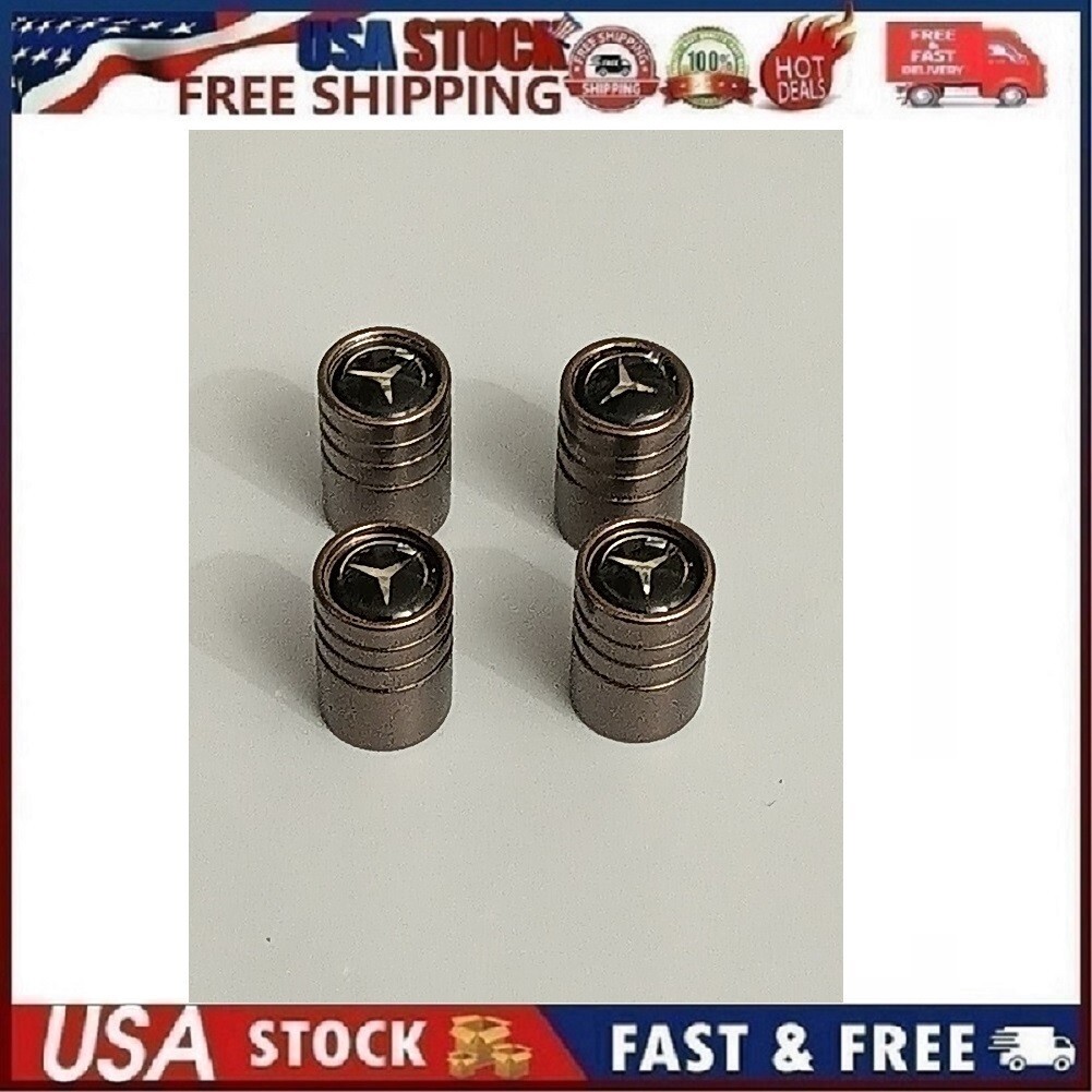 4PCS Metal Car Tire Valve Caps Valve Stem Cover Compatible with Mer_cedes Gray 1