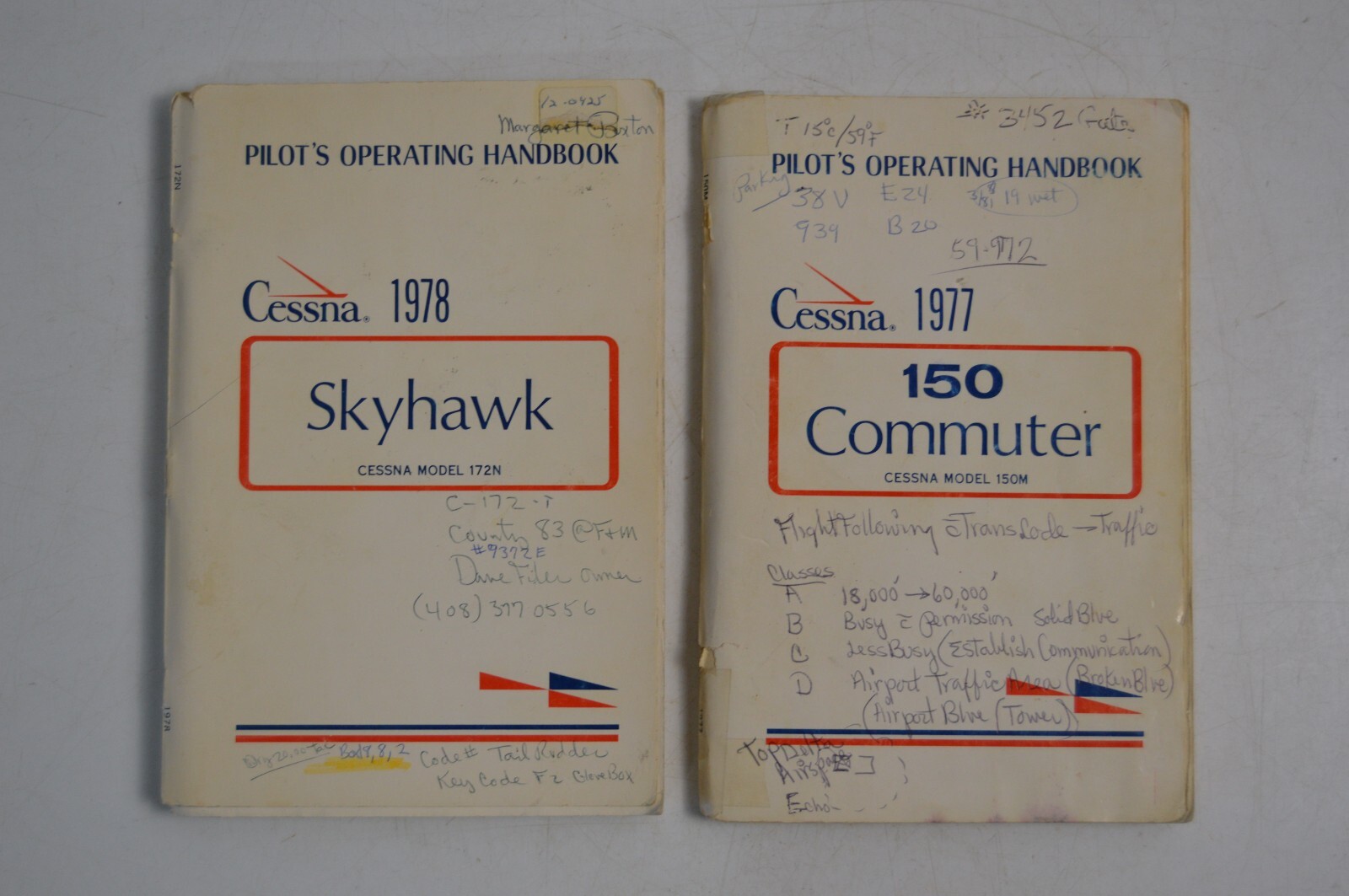 2 Cessna Pilot's Operating Handbooks Skyhawk 1078 & 150 Commuter 1977