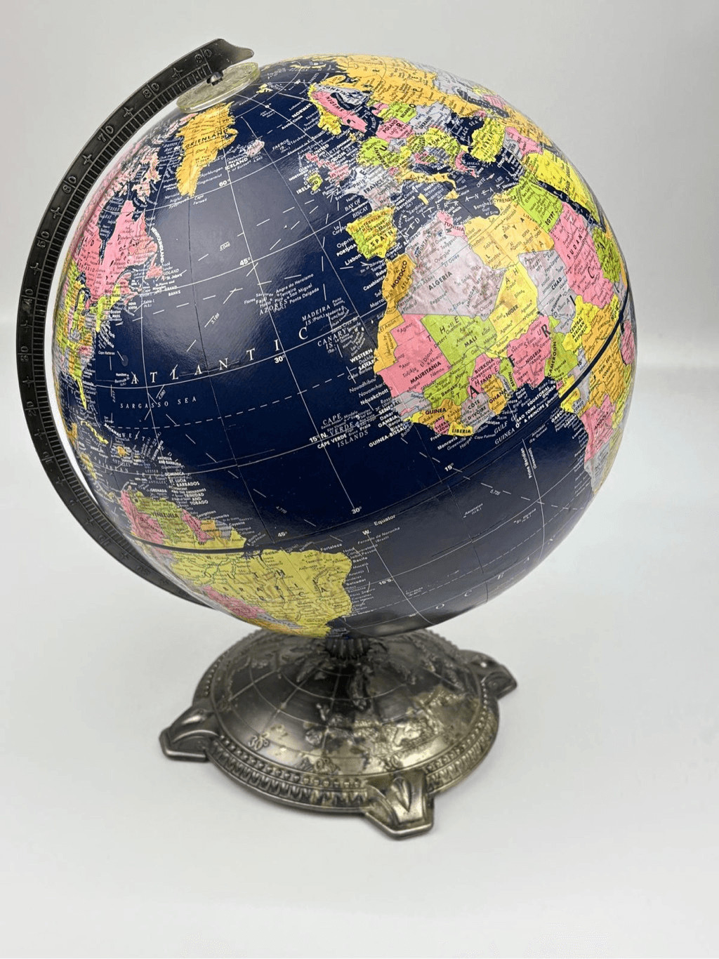 Globemaster Replogle World Globe Raised Relief Blue 12" Diameter w/ Metal Base