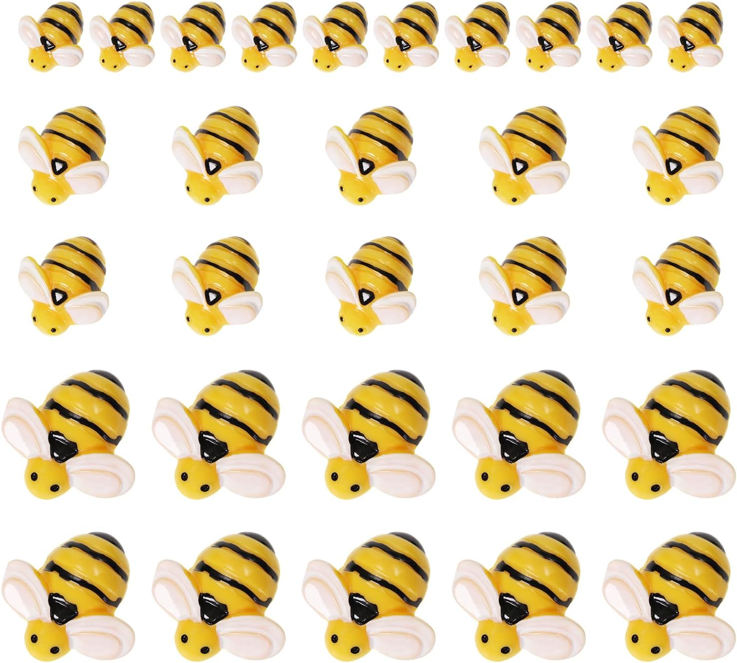 Tiny Resin Bees 30Pcs Small Plastic Flatback Bumble Bee Decor Embellishments for