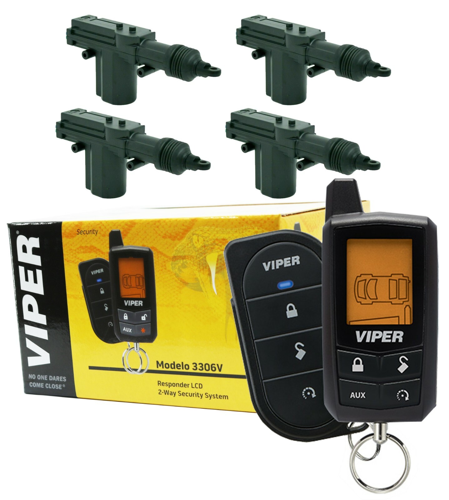 Viper 3306V Responder LCD 2-Way Car Security System + 4x Universal Door Locks