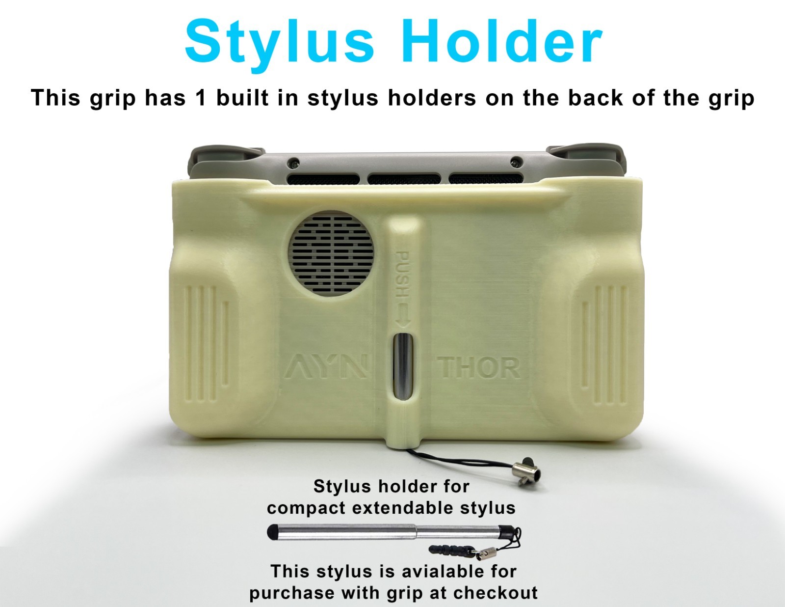 AYN Thor Compact Comfort Grip - 3D Printed - Built in Stylus Holder