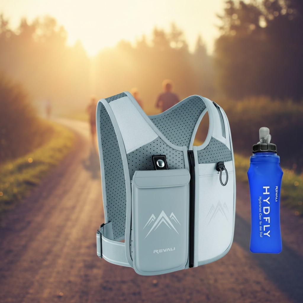 Reflective Running Vest with 500ml Hydration Bottle & Adjustable Fit for Comfort