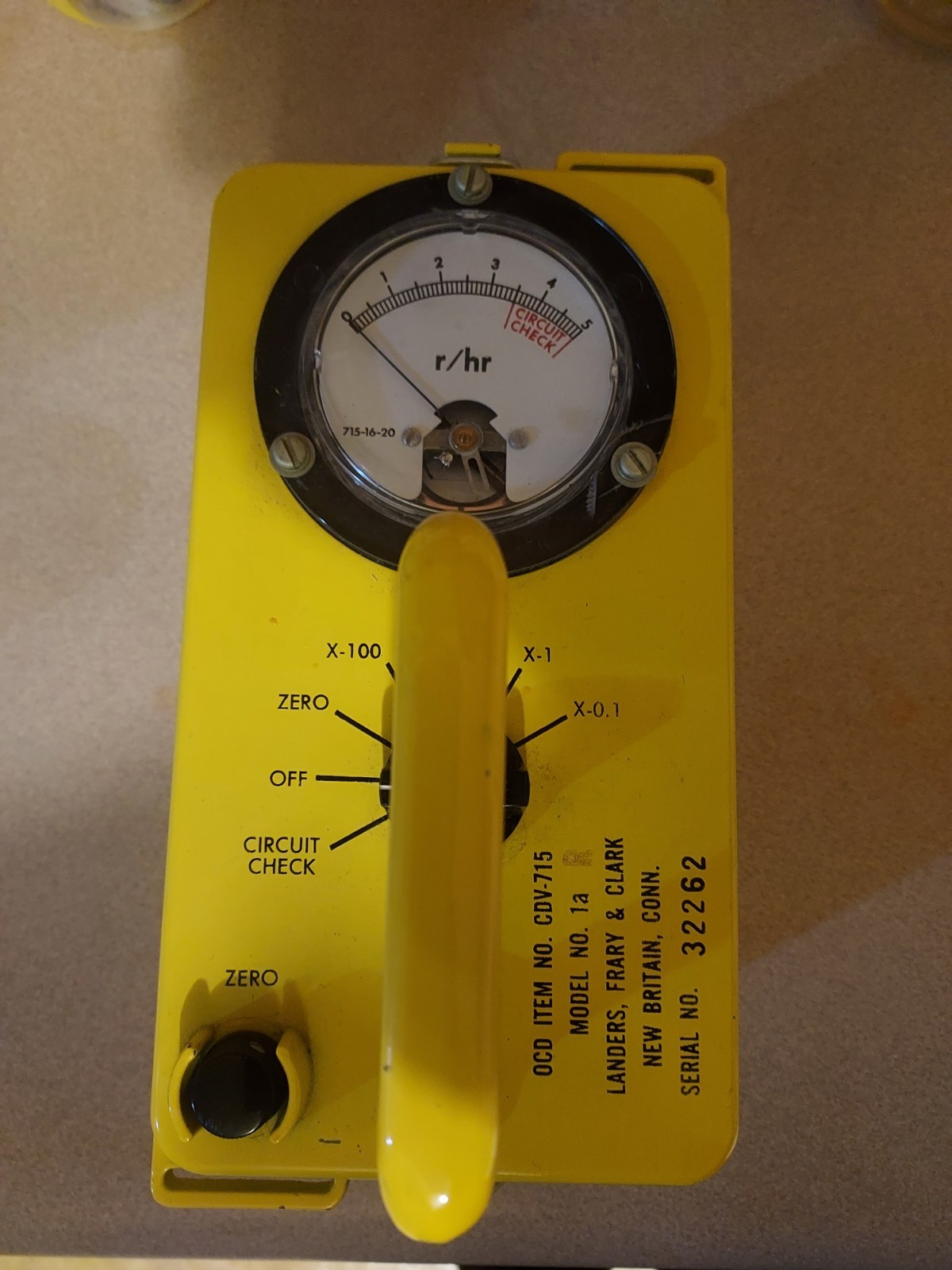 Vintage 1960s Civil Defense Geiger Counter, OCD Item No. CDV-715, Model No. 1A