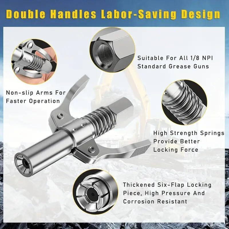 Gun Coupler Double Handle High Pressure Quick Release Lock Oil Nozzles