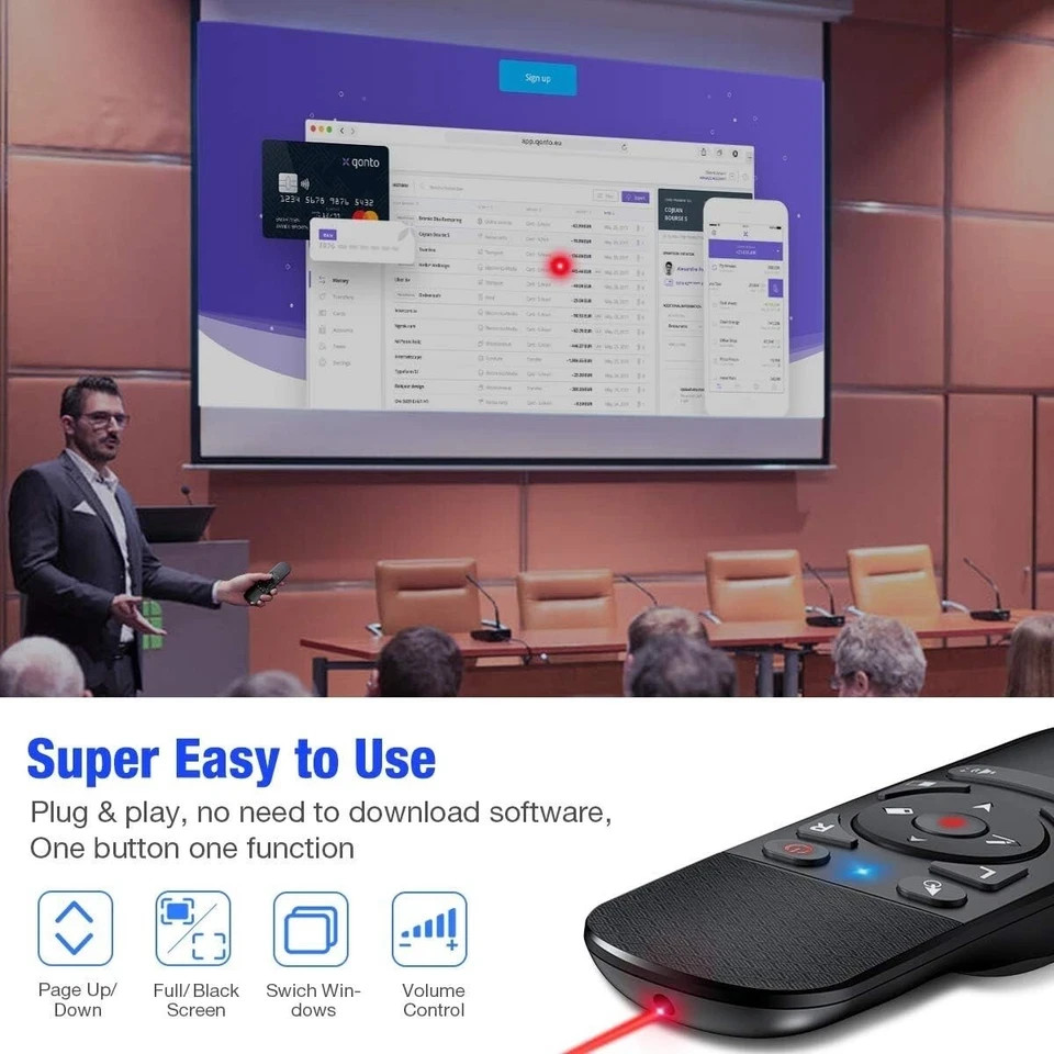 Power point Presentation Remote Wireless USB PPT Presenter Laser PointerClicker