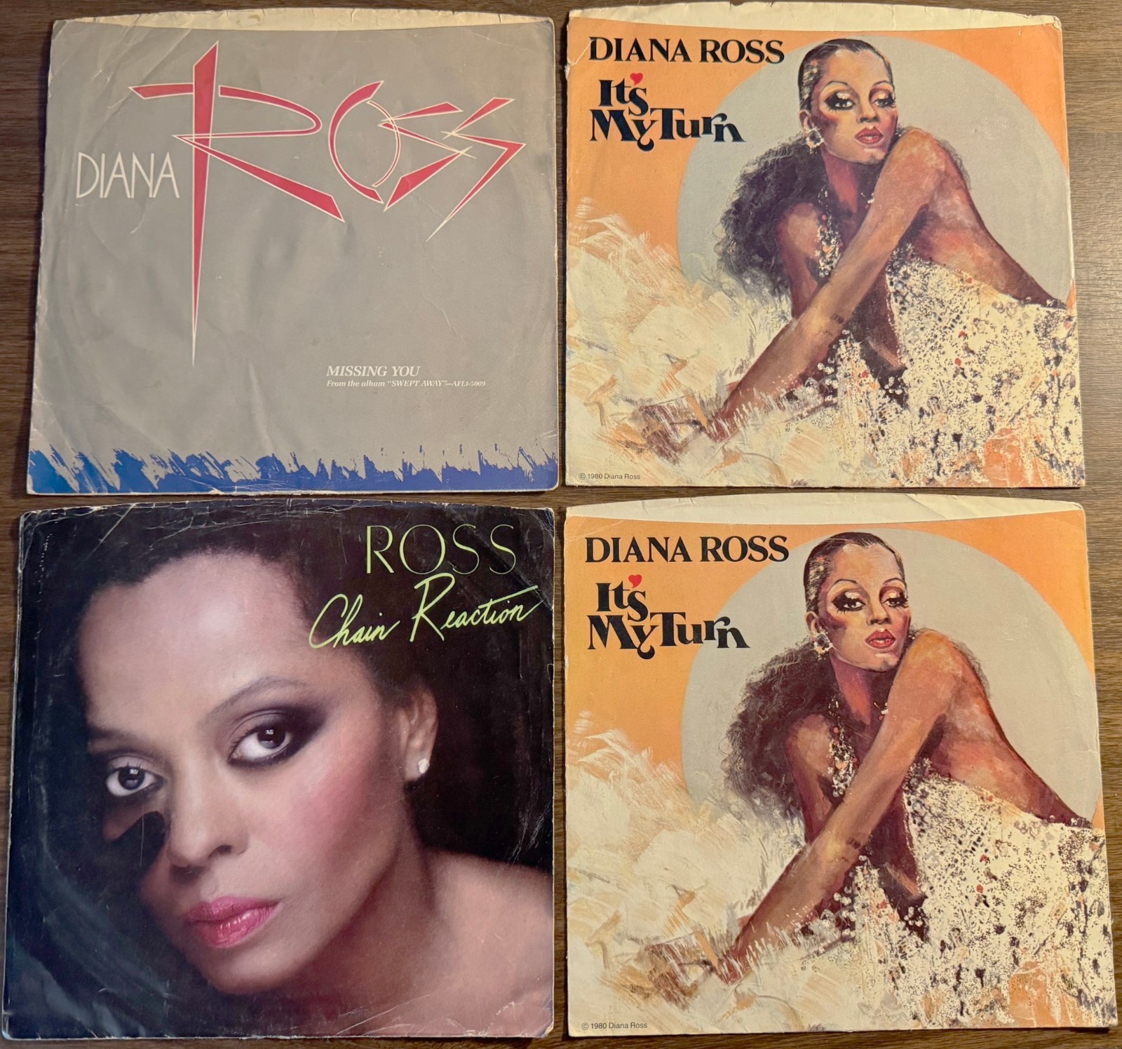 Lot of 4 Diana Ross 1980/1984/1985 - *Picture Sleeves ONLY* - 45 rpm