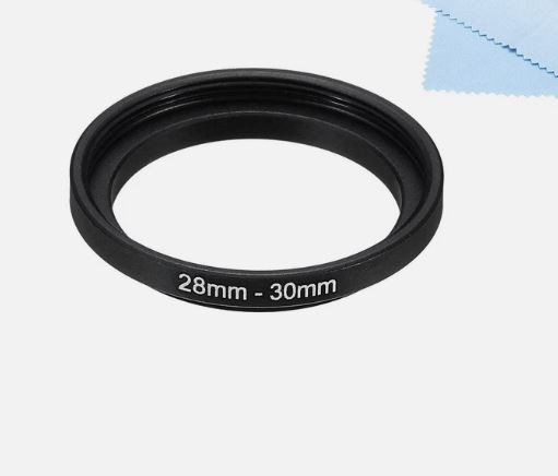28mm 30mm 28-30 Step Up Filter Ring Stepping Adapter metal anodized Blak + cloth