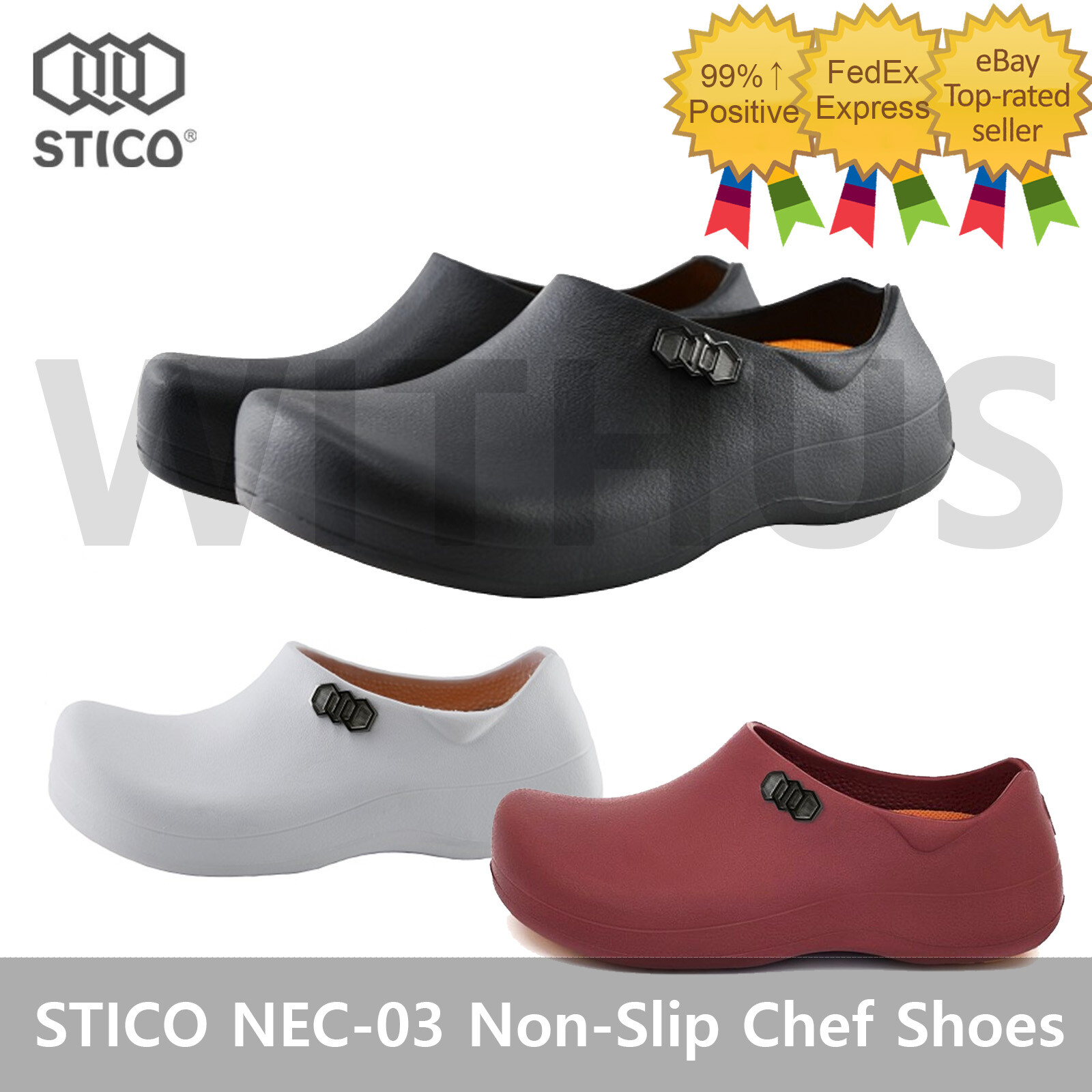 STICO NEC-03 Men Chef Shoes Clog Kitchen Non-Slip Safety Shoes Oil&Water Rubber=