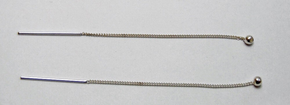 CLEARANCE ~925 Sterling SILVER EAR THREAD 3" Chain ~ Threaders~ Ball End Dangles