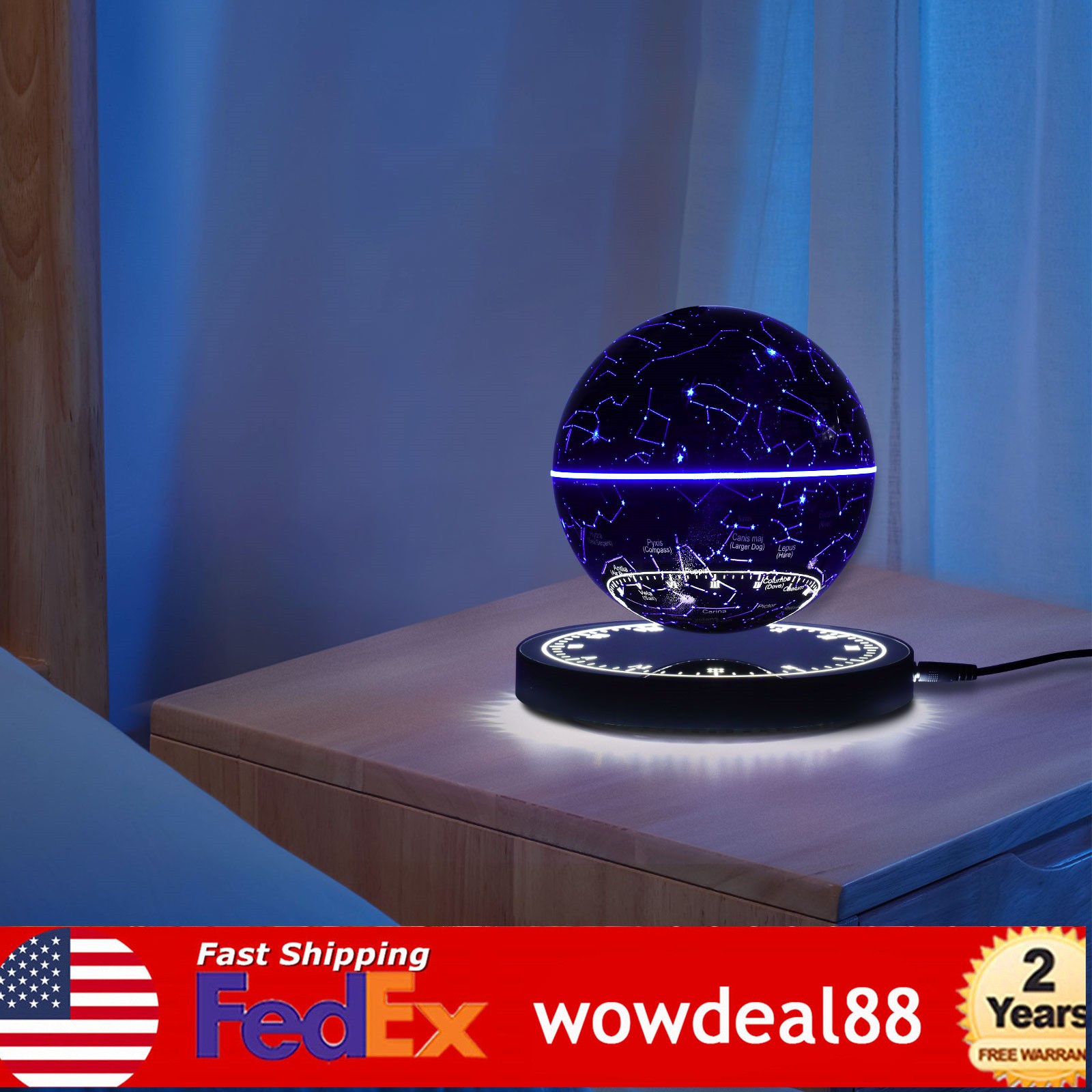 Illuminated Magnetic Levitating Globe w LED Floating Globe Auto-Rotating Globe