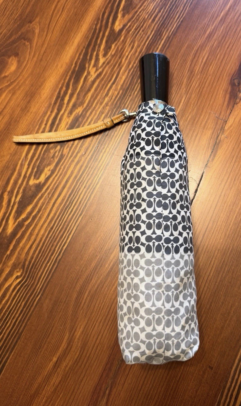 Coach Umbrella with Grey and Black Ombre Pattern and Monogram C Logo