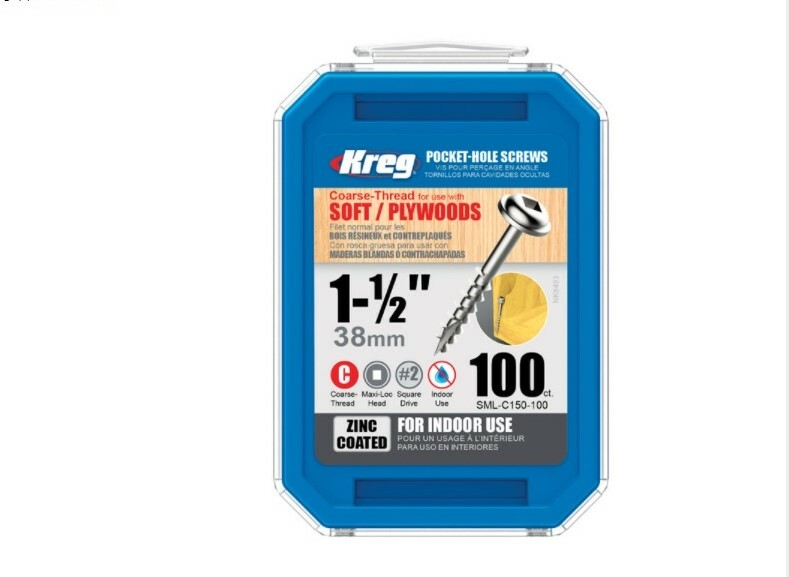 KREG SML-C150-100 No. 8 S X 1-1/2 in. L Square Zinc-Plated Pocket-Hole Screw