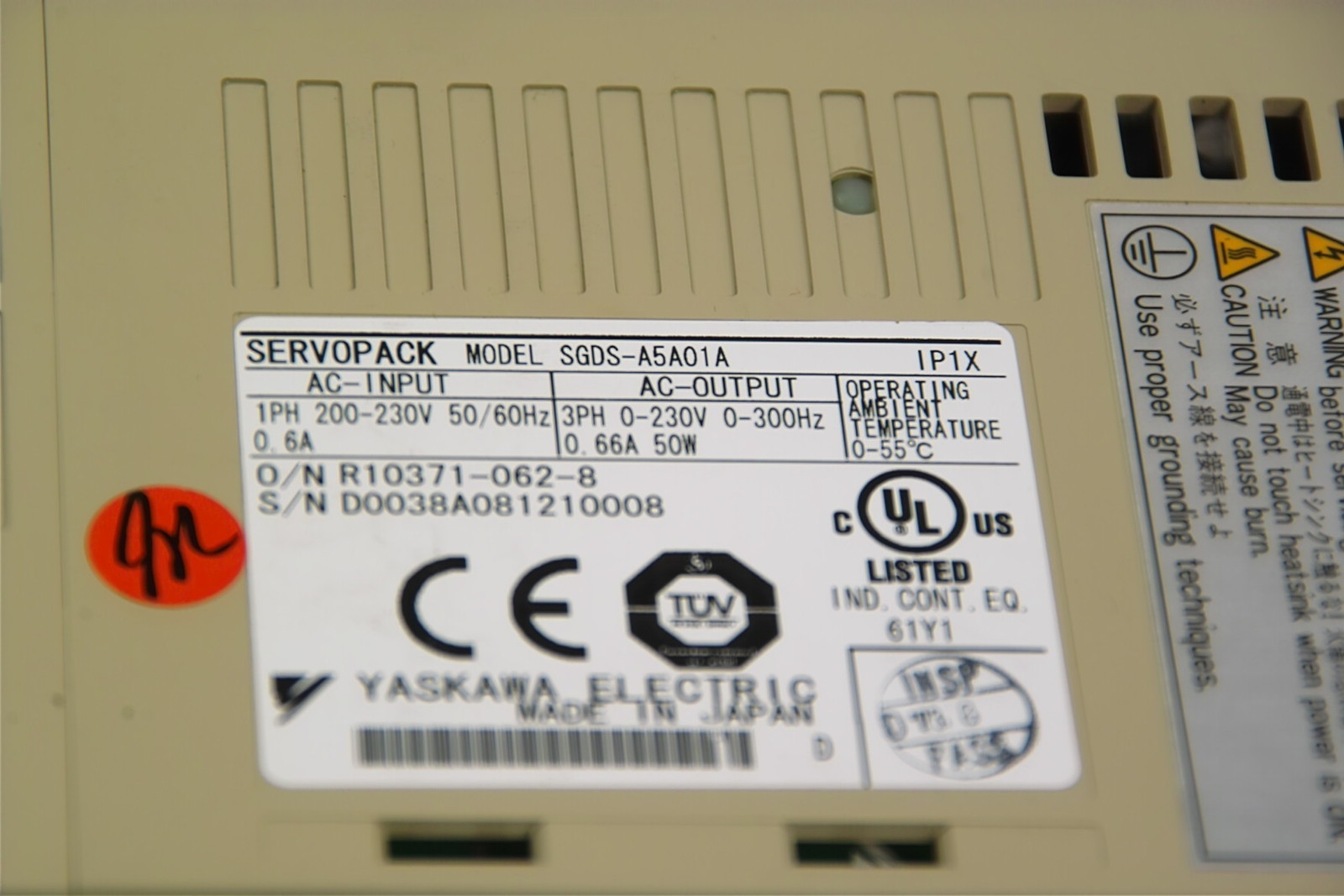 YASKAWA SERVOPACK SGDS-A5A01A TESTED WORKING FREE SHIP