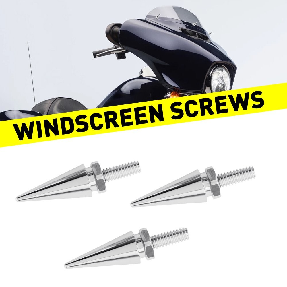 3PCS Silver Windscreen Spike Screws Hardware For 1996-2013 Harley Street Glide