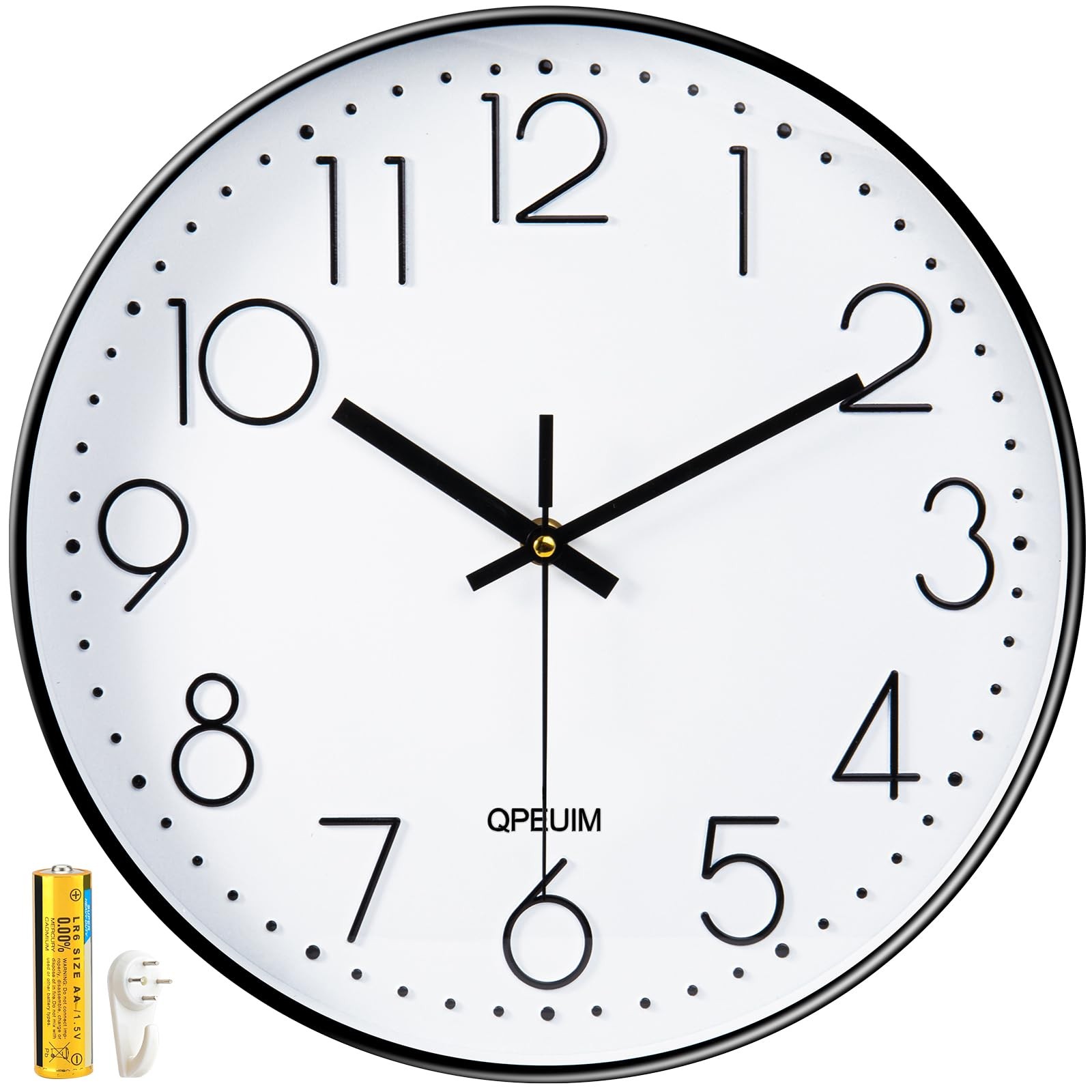 12" Silent Non-Ticking Wall Clock Quartz Battery Office Classroom Kitchen