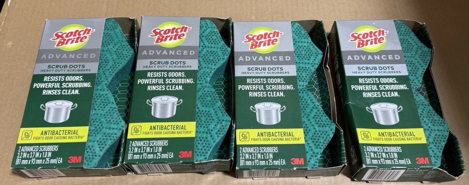 Lot 8 - Scotch-Brite Advanced Scrub Dots Heavy Duty Scrubber Sponges 4 pks Of 2