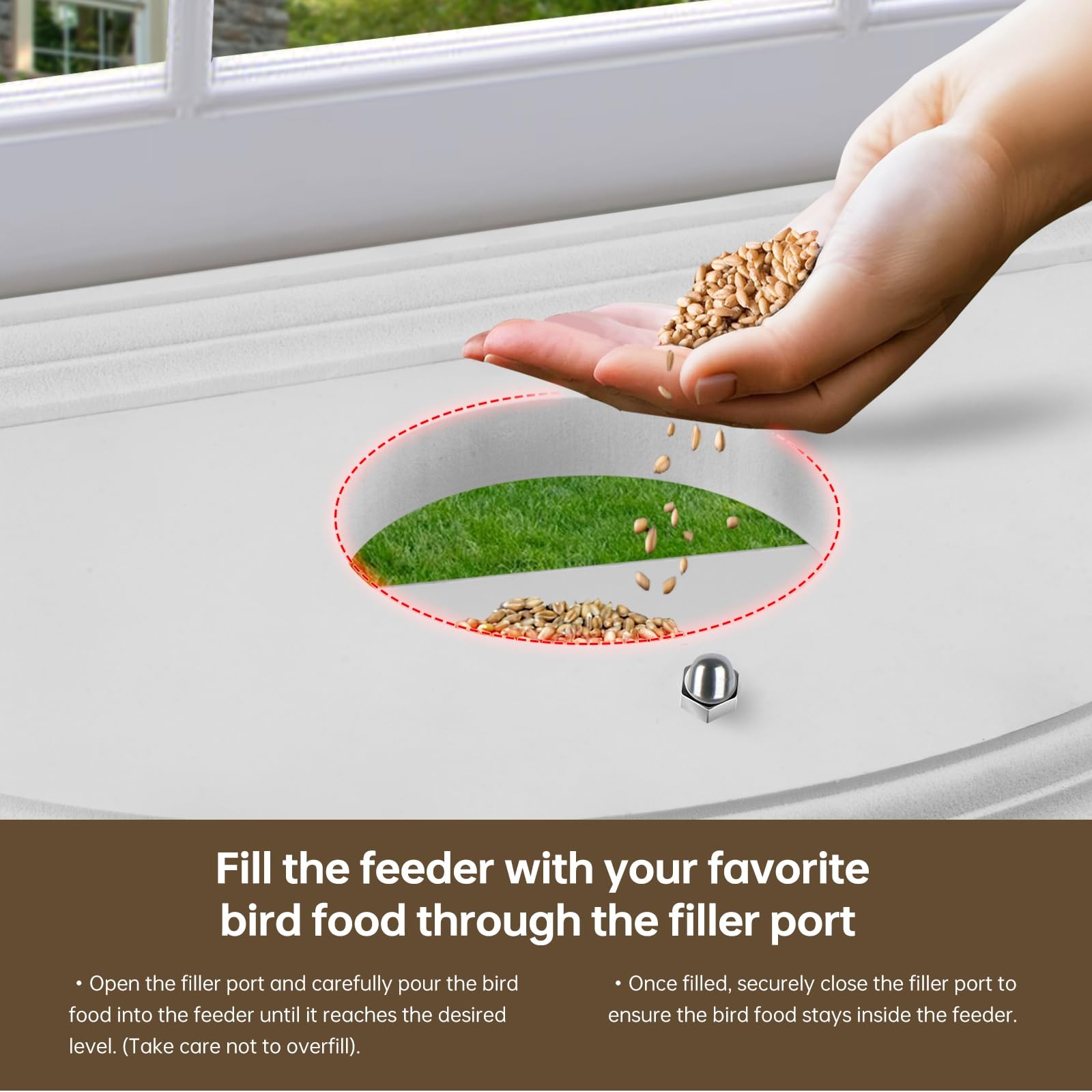 JOYSEUS Window Bird Feeder, 180° Clear View Durable and White