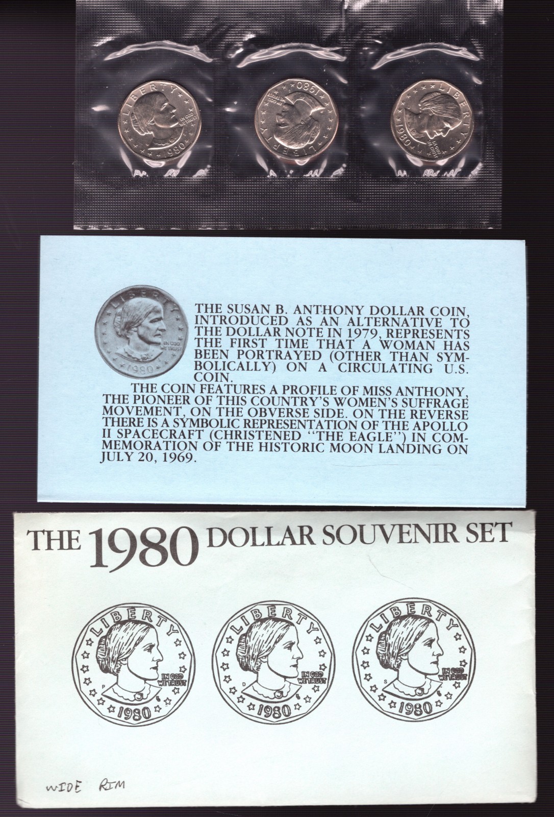 1980 p,d,s Susan B. Anthony DOLLAR SOUVENIR SET