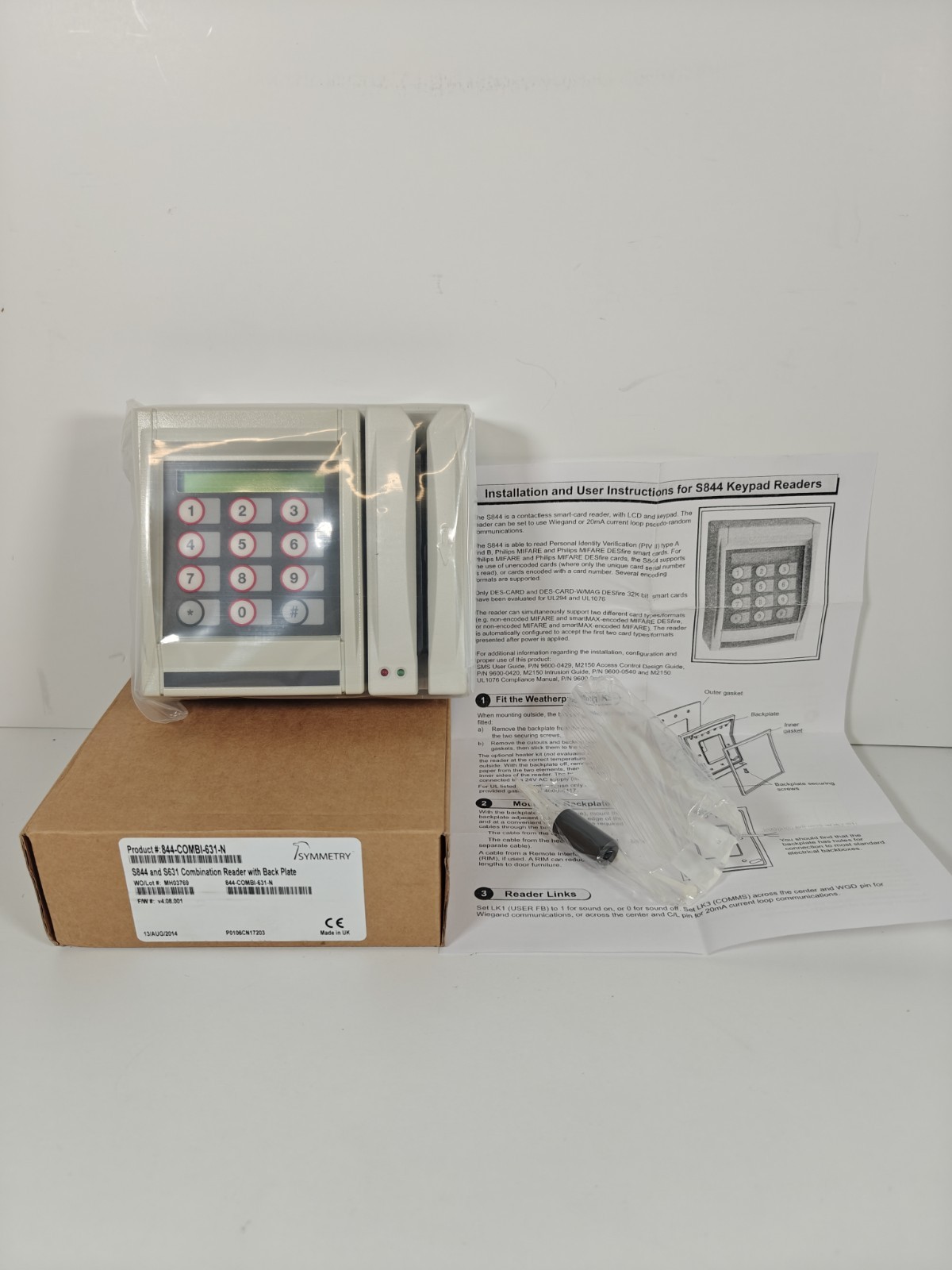Symmetry S844 and S631 Combination Reader 844-COMBI-631-N W/ Back Plate