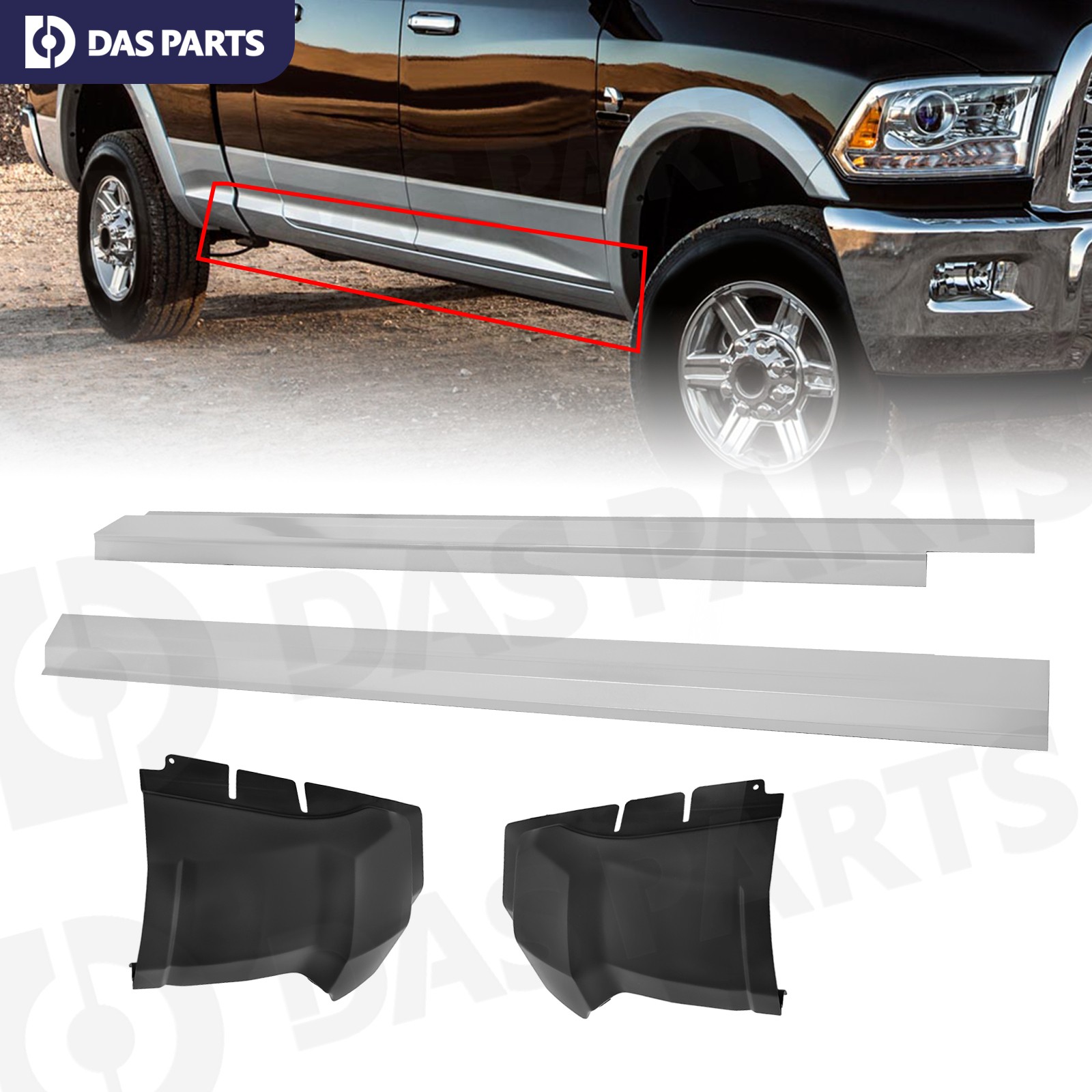For 2009-2018 Dodge Ram Extended Quad Cab Outer Rocker Panels & Cab Corner Set