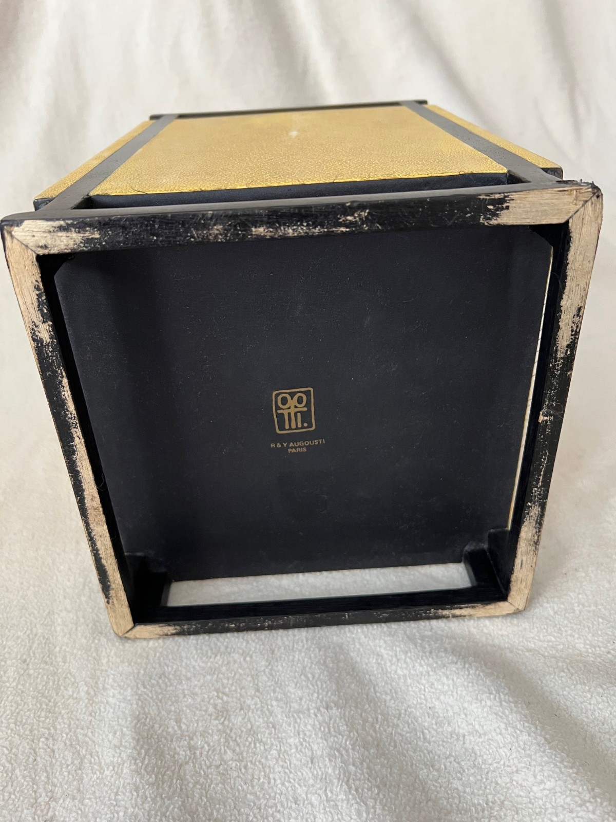 Vintage R &Y Augousti Exotic Shagreen Stingray Wood Contemporary Waste Basket