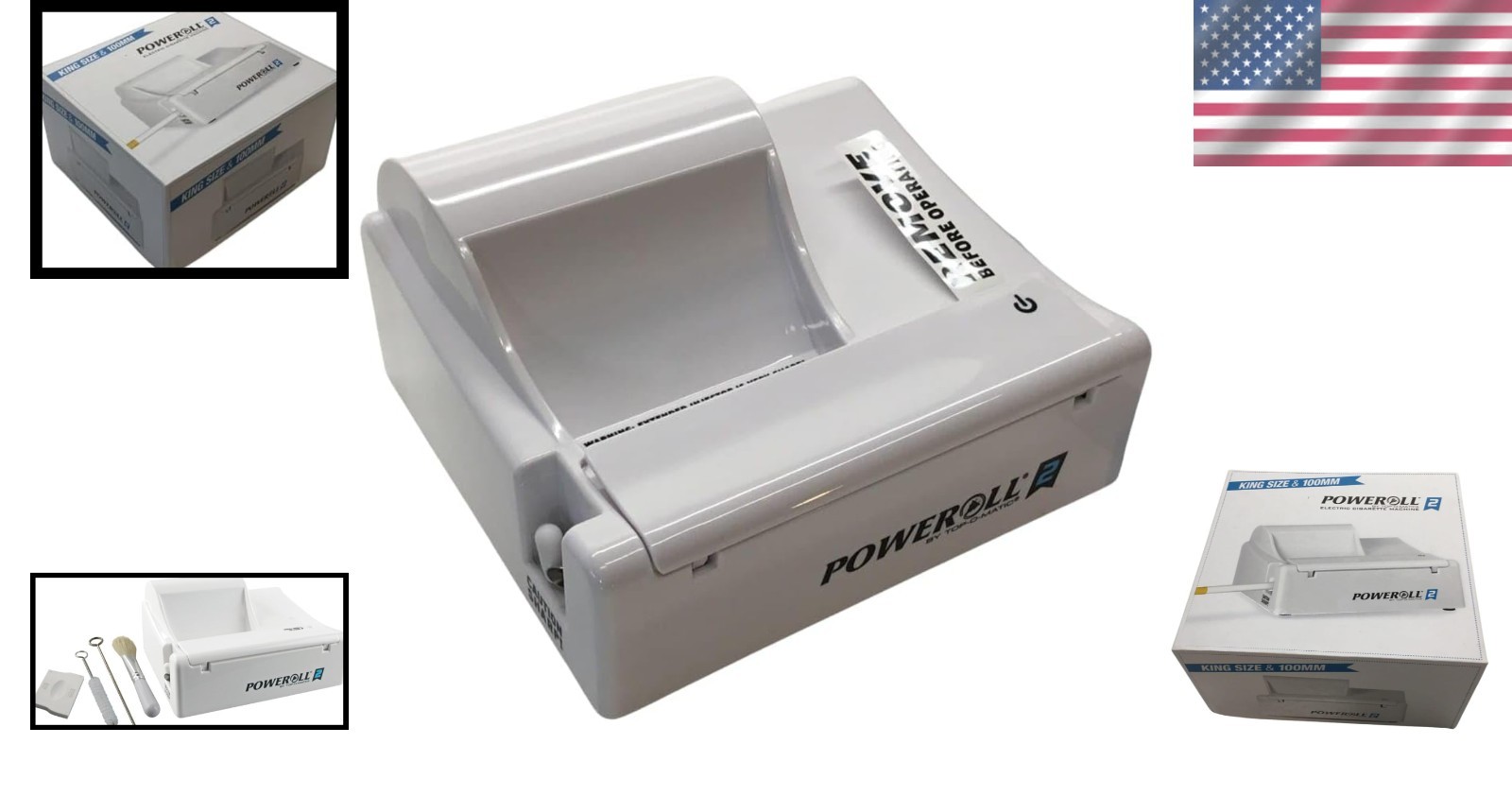 Compact Poweroll 2 Electric Cigarette Maker - 100mm, Keep Your Cigarettes Clean