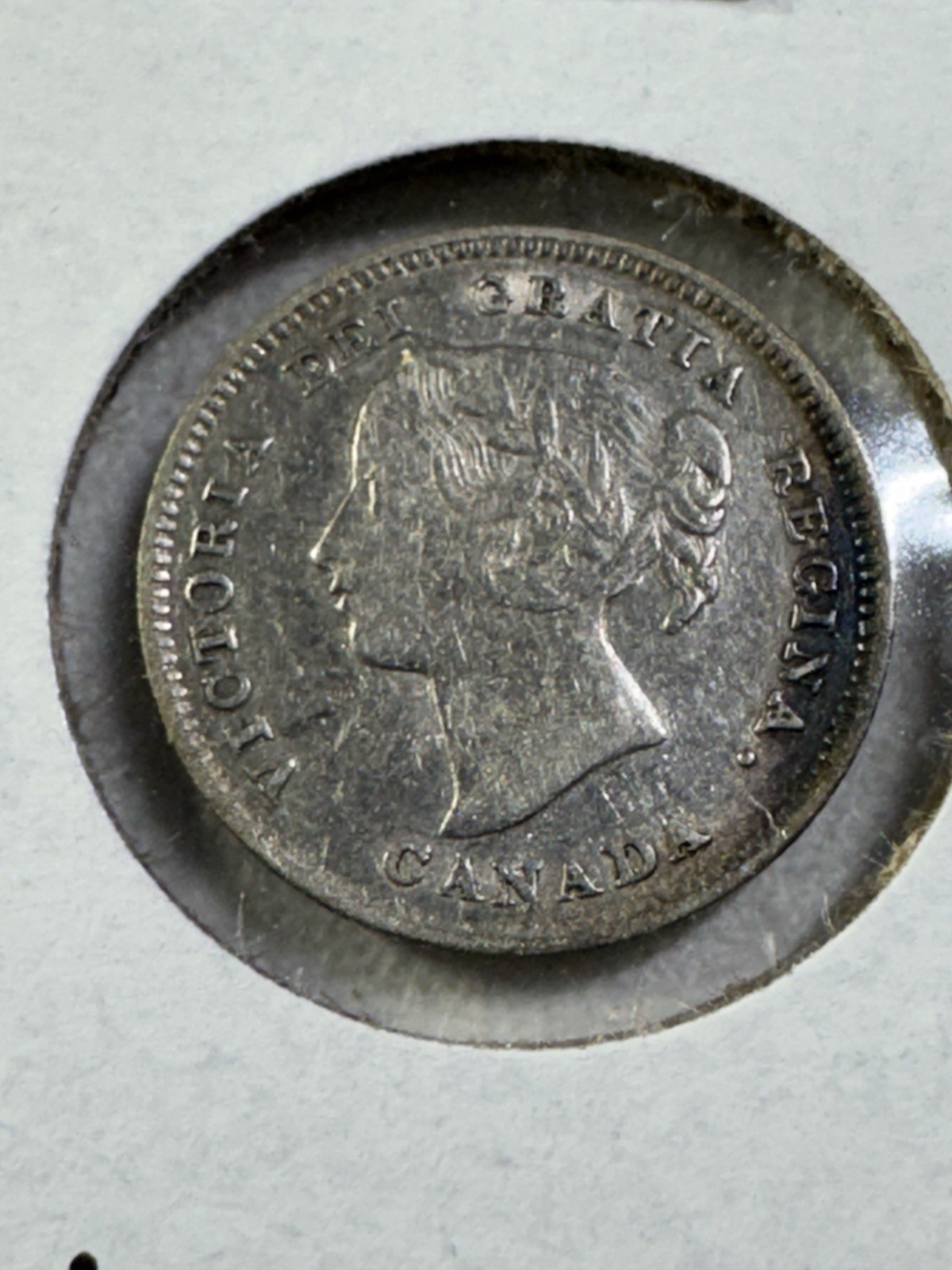 1893 Canada 5 Cents Small Silver Coin Cleaned