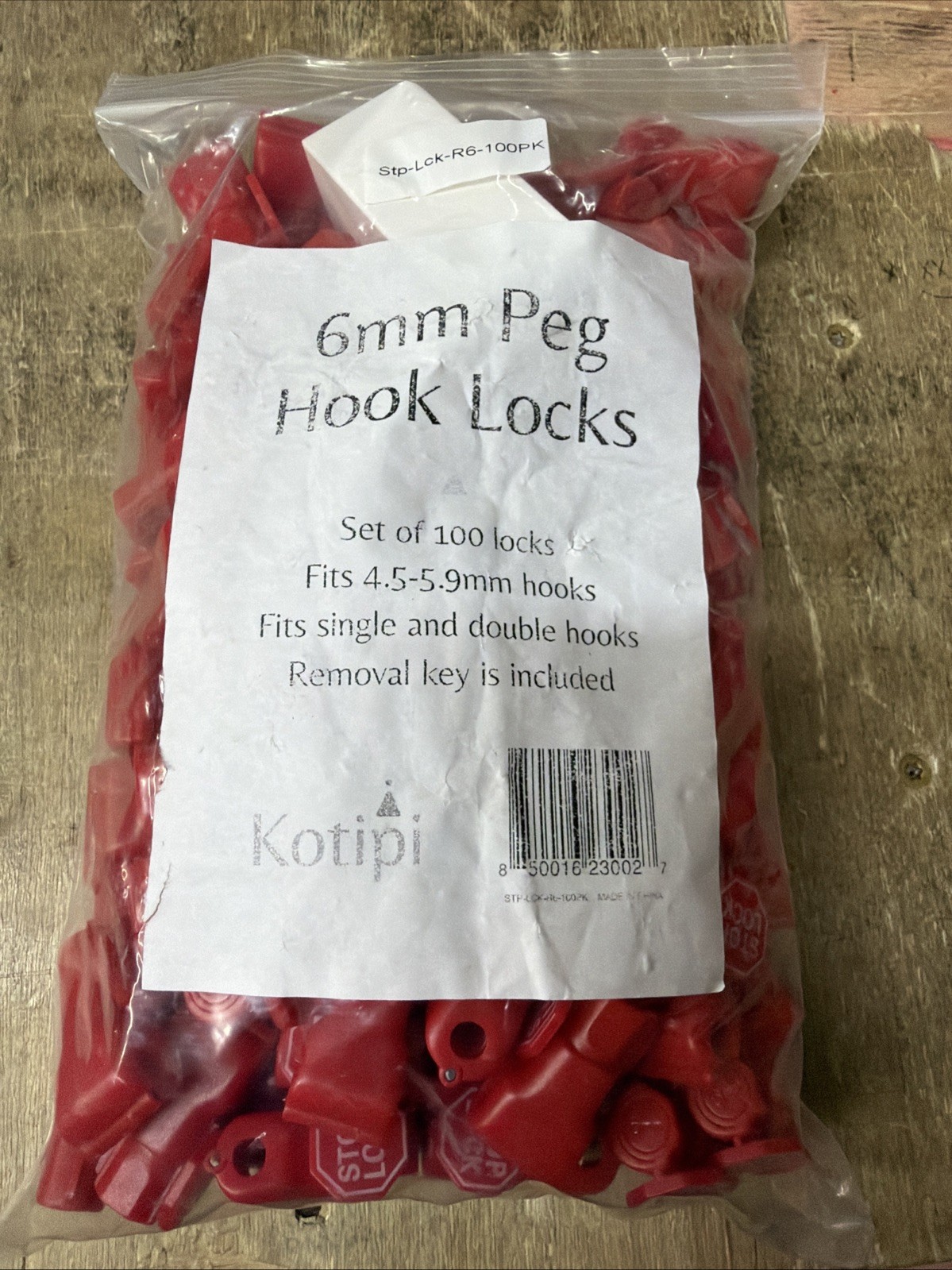 Pack Of 100 Anti Theft Peg Hook Stop Locks 6mm, Includes Removal Key Tool