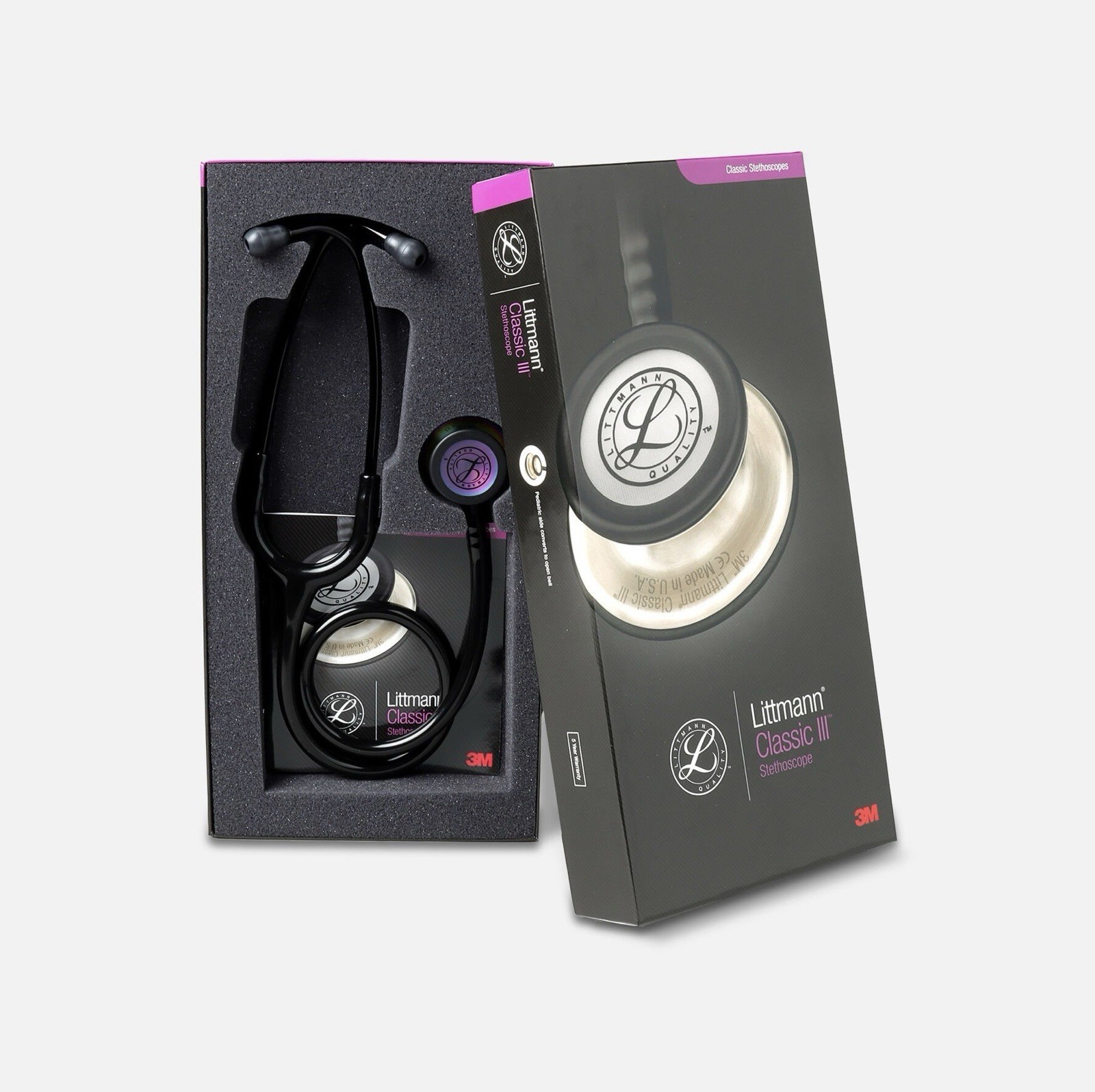 3M Littmann Classic III 27” Monitoring Stethoscope Black Rainbow Finish 5870 NEW