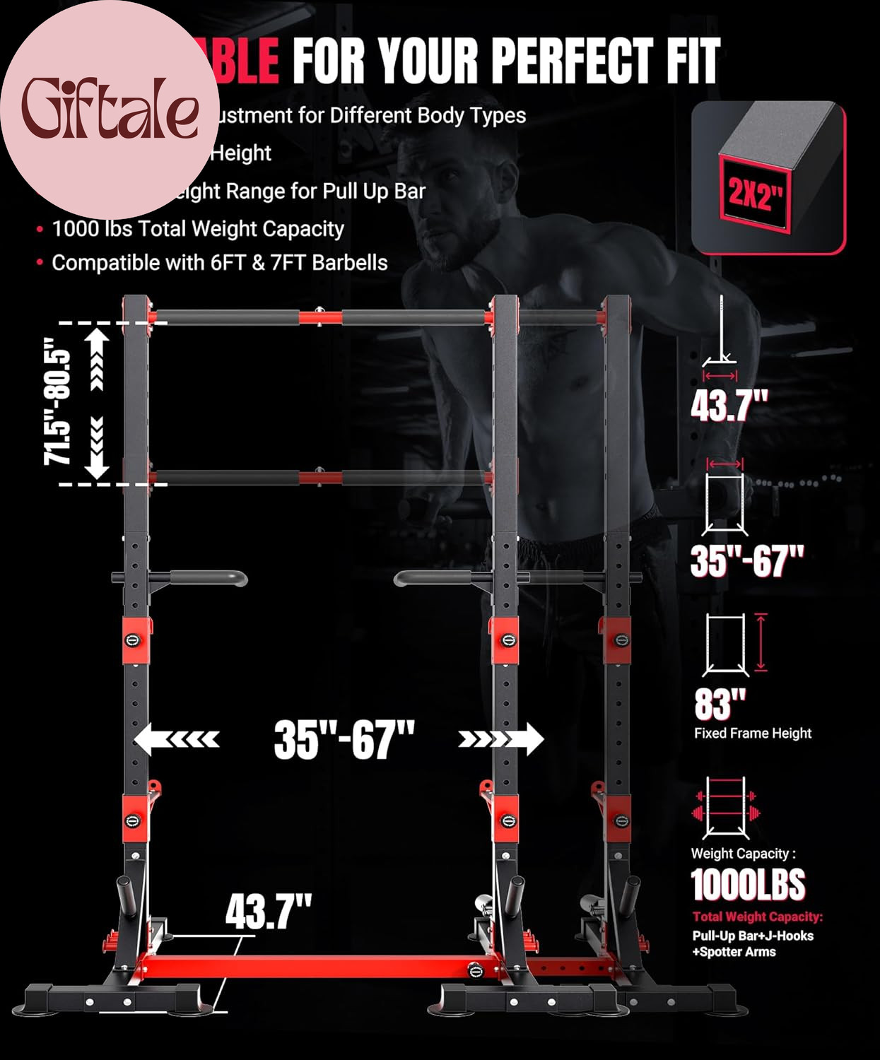 Smith Machine & Squat Rack Combo, Multi-Functional Power Racks with Adjustable W