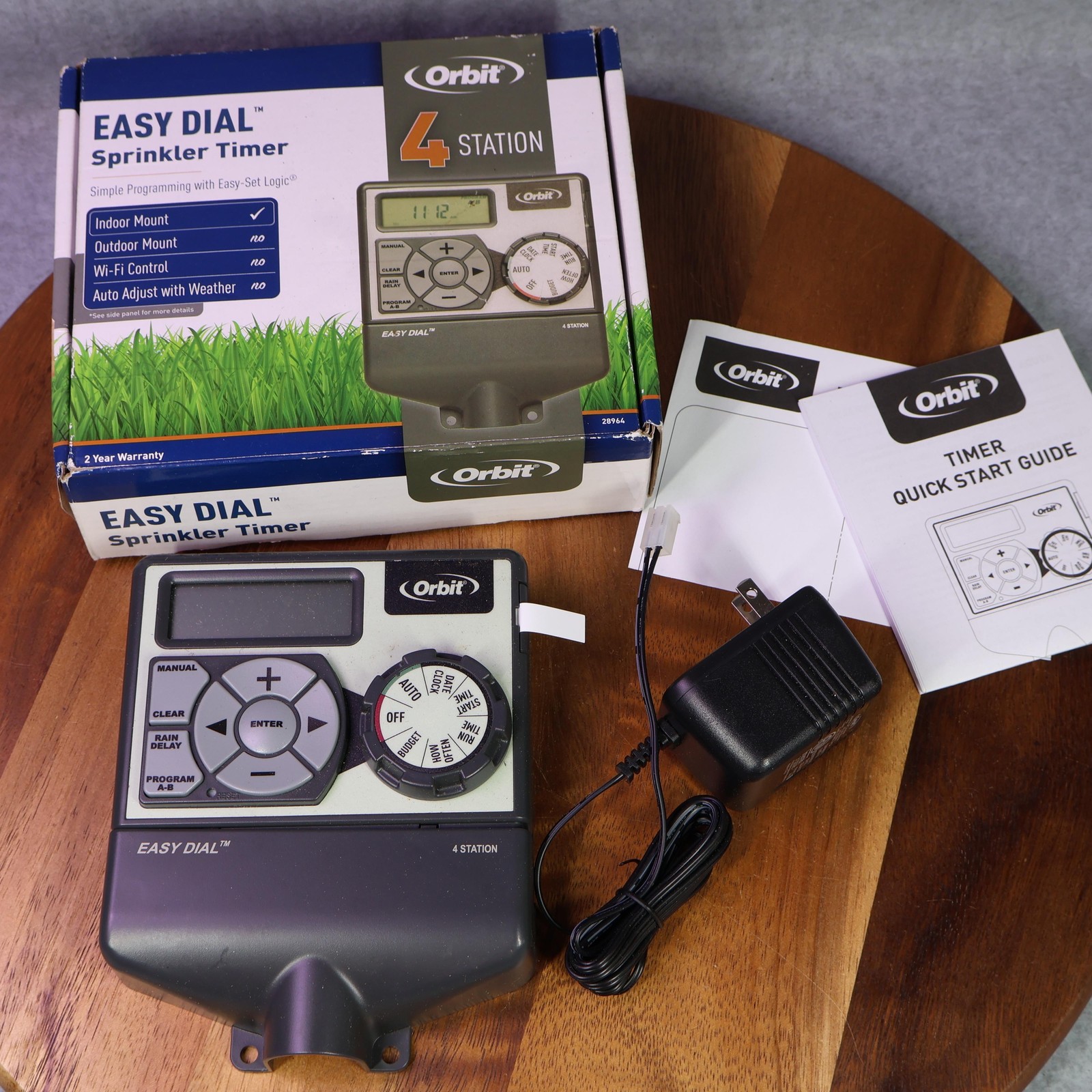 Orbit Easy Dial 4 Station Sprinkler Timer Irrigation Controller Gray W Adapter