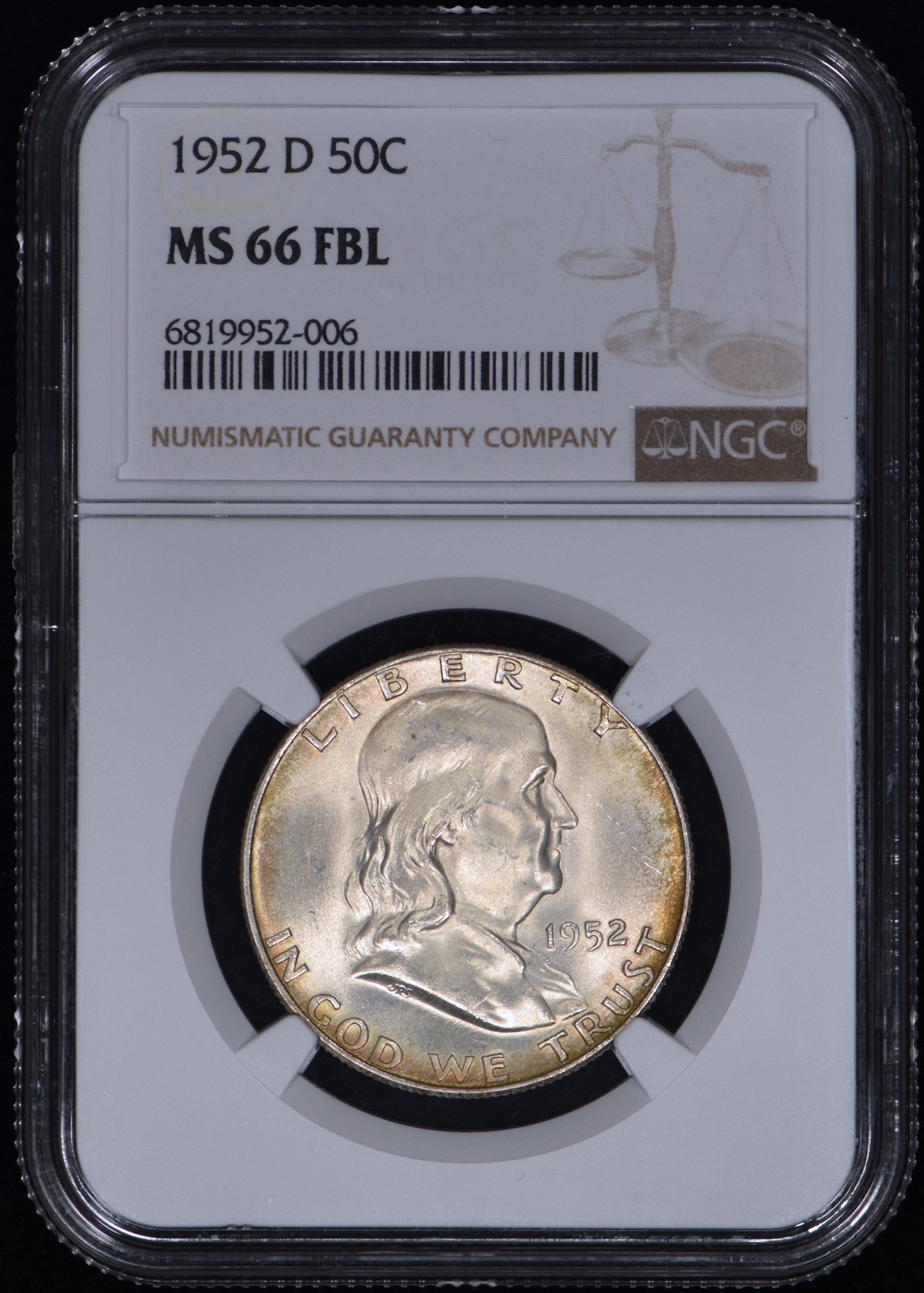 1952-D Franklin Half Dollar 50c NGC MS66 FBL - Premium Quality!