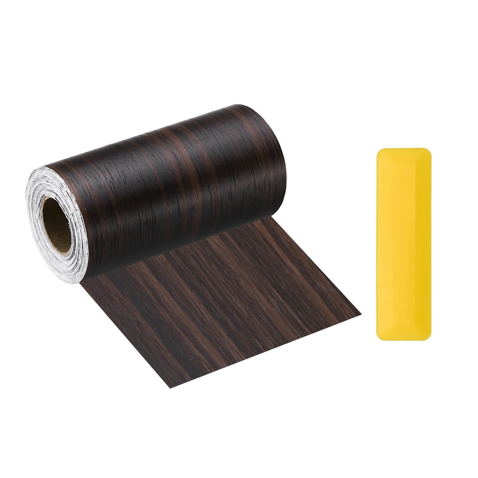 5" x 33ft Self Adhesive Wood Grain Repair Tape with Scraper, Black Walnut