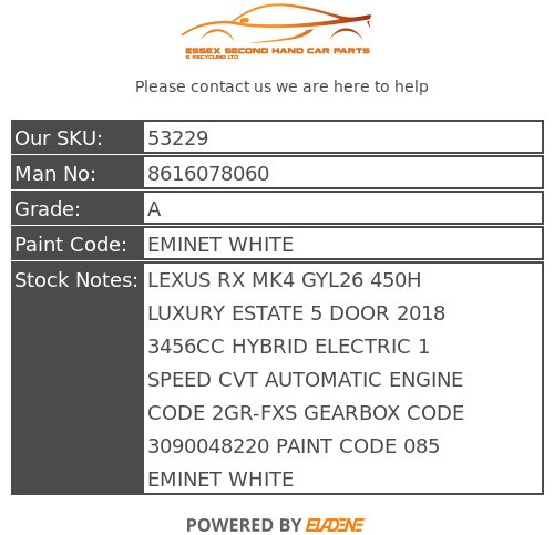 LEXUS RX DOOR SPEAKER MK4 GYL26 450H LUXURY REAR 8616078060
