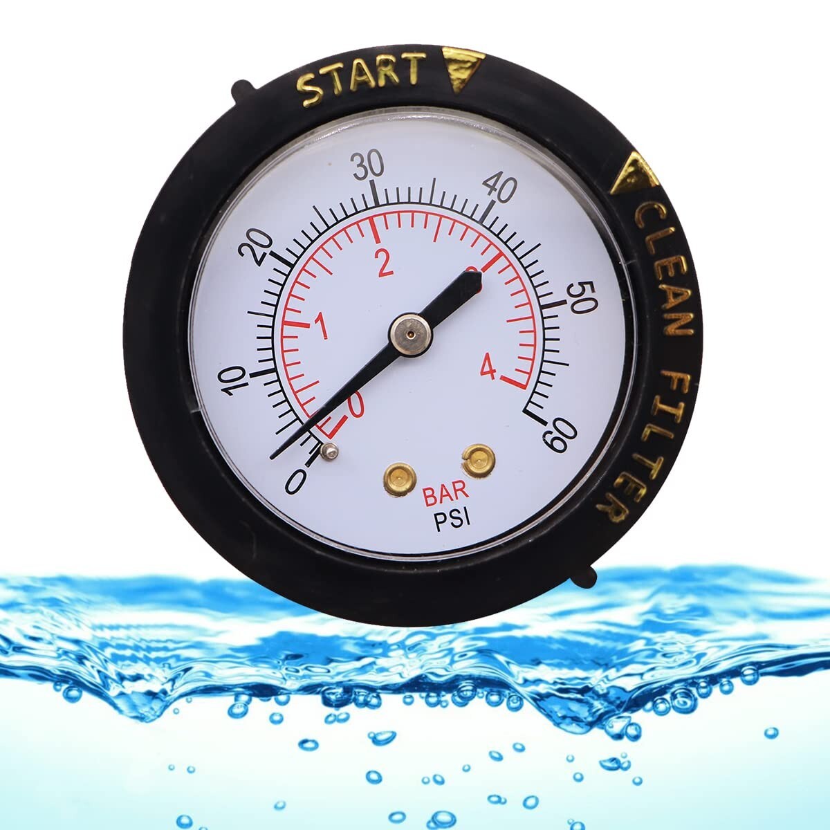 Pool Filter Pressure Gauge190059,Rear Mount Pressure Gauge, 1/4" NPT